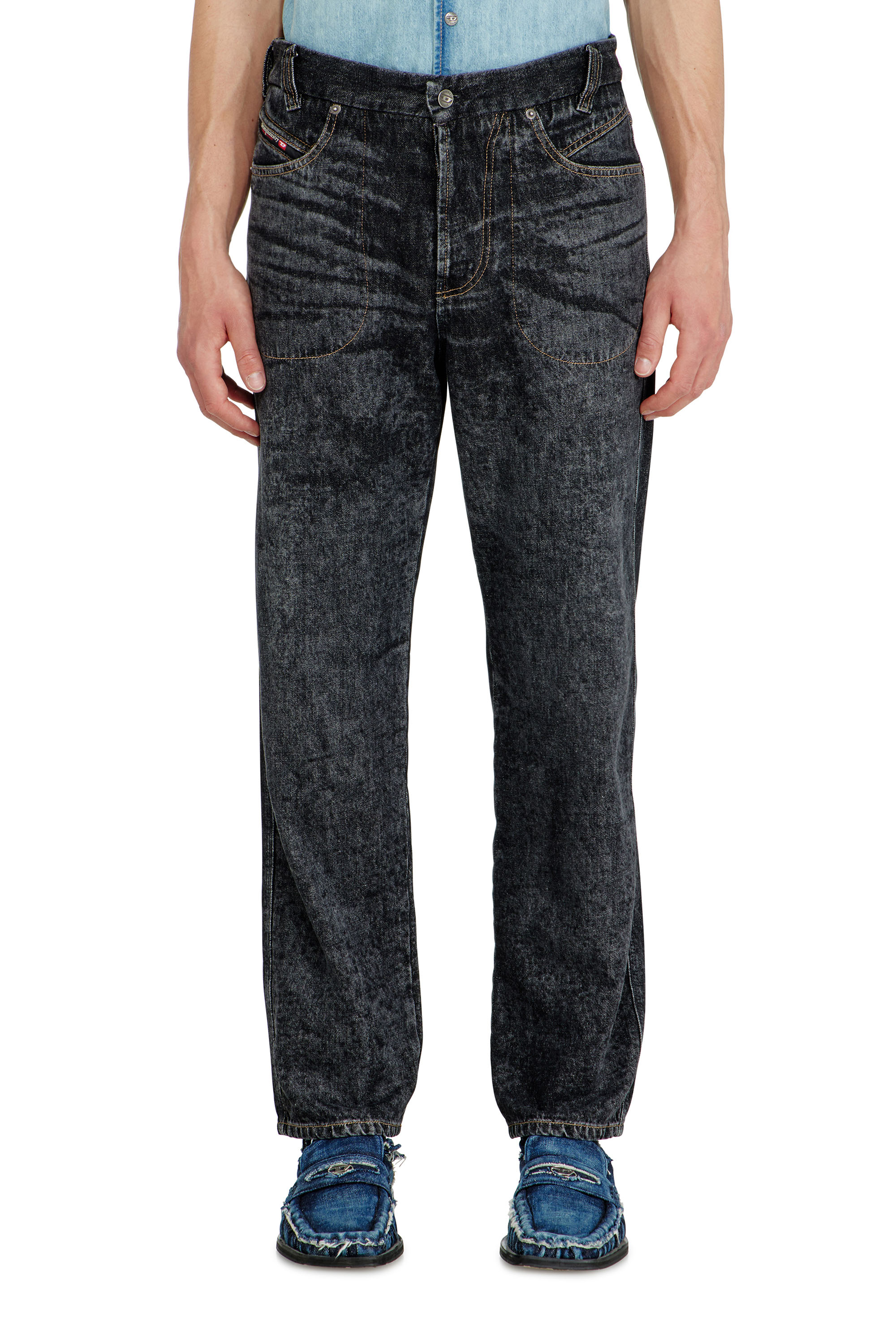 Diesel - Relaxed Jeans D-Marcus 09Q24 Uomo, Nero/Grigio scuro - Image 1