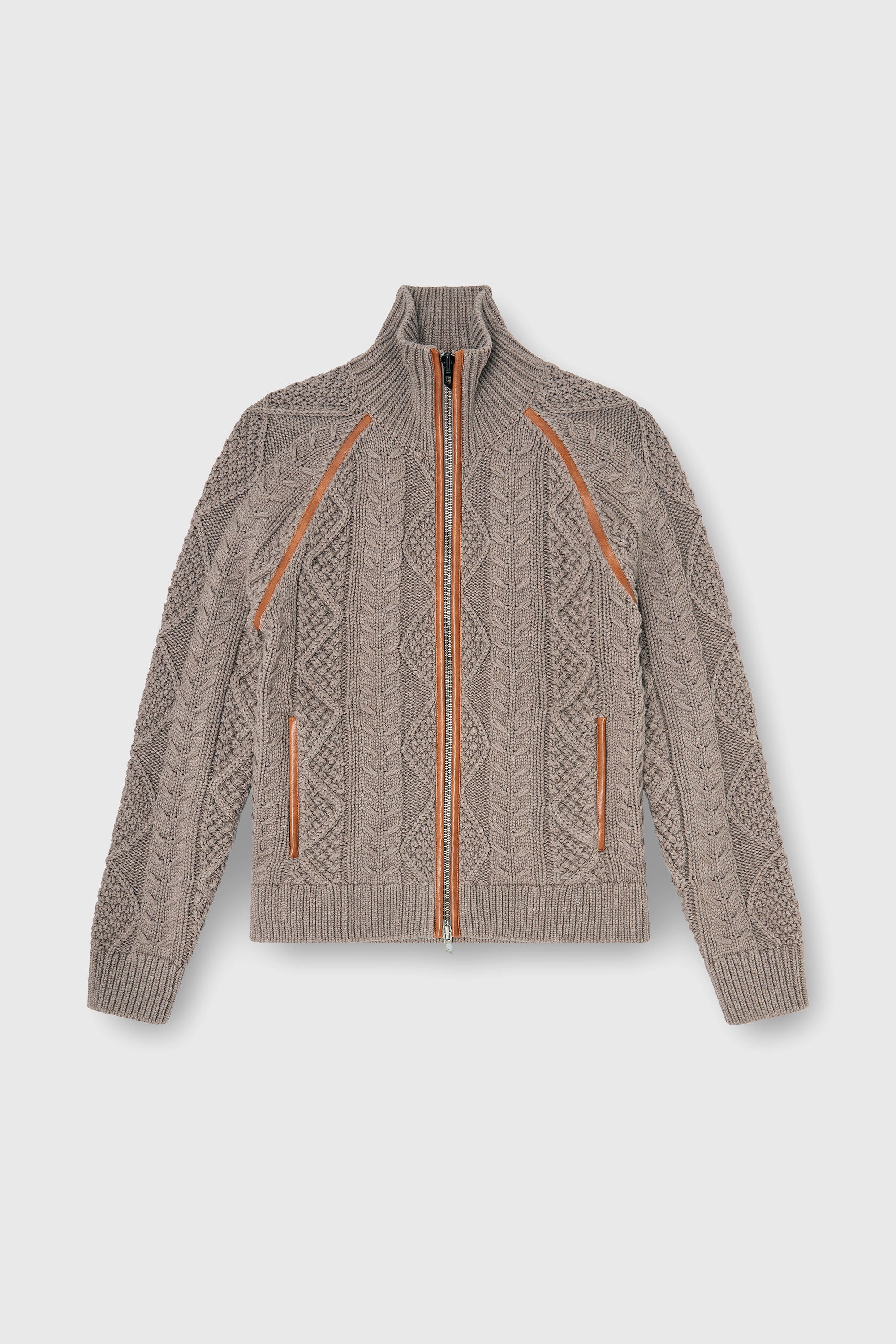 Diesel - K-INOKI, Cardigan con zip effetto maglia intrecciata Uomo in Grigio - 2