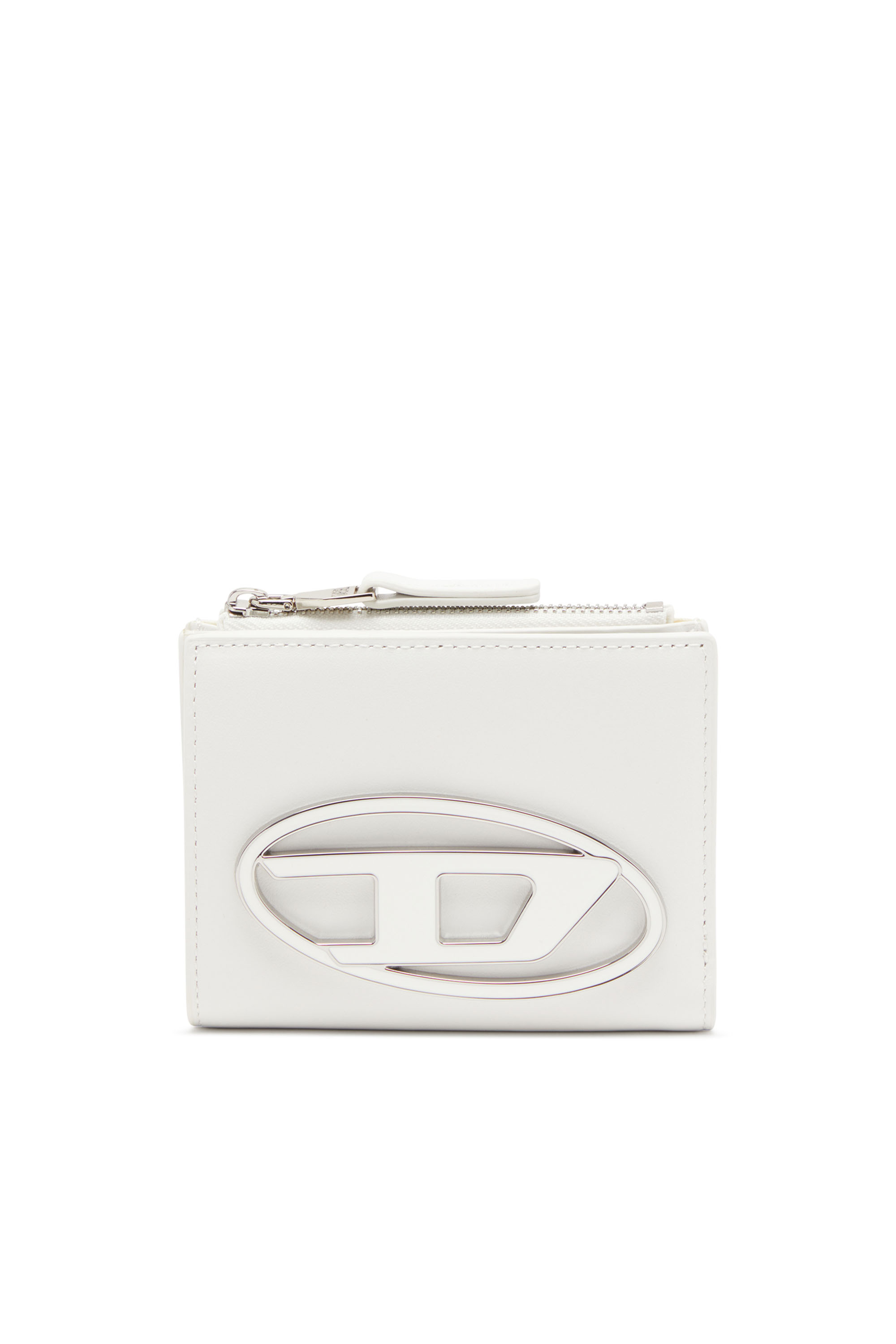 Diesel - 1DR BI-FOLD ZIP II, Portafoglio piccolo in pelle con placca logo Donna in Bianco - 1