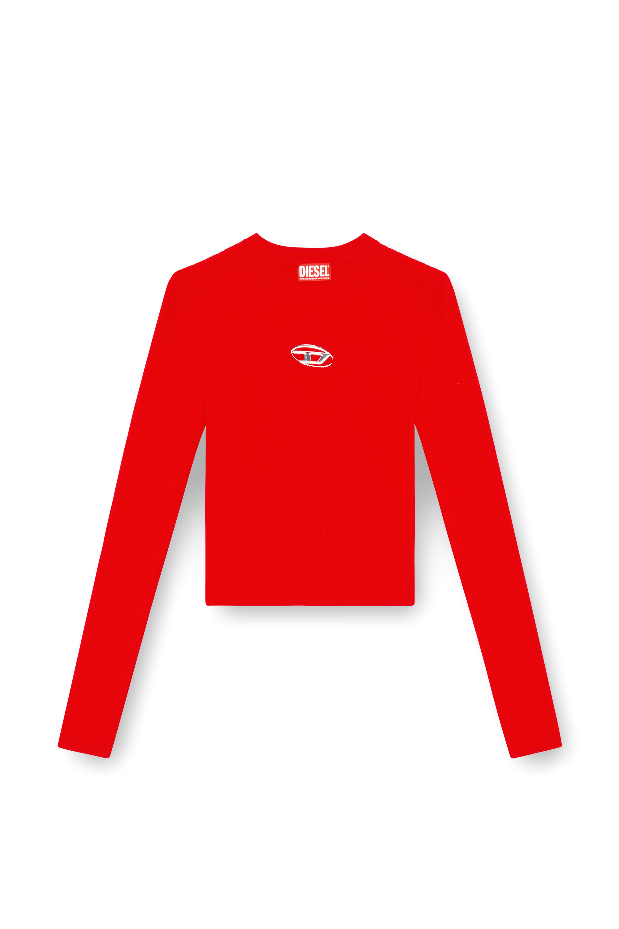 Diesel - M-VALARI, Top a coste in viscosa con Oval D Donna in Rosso - 2