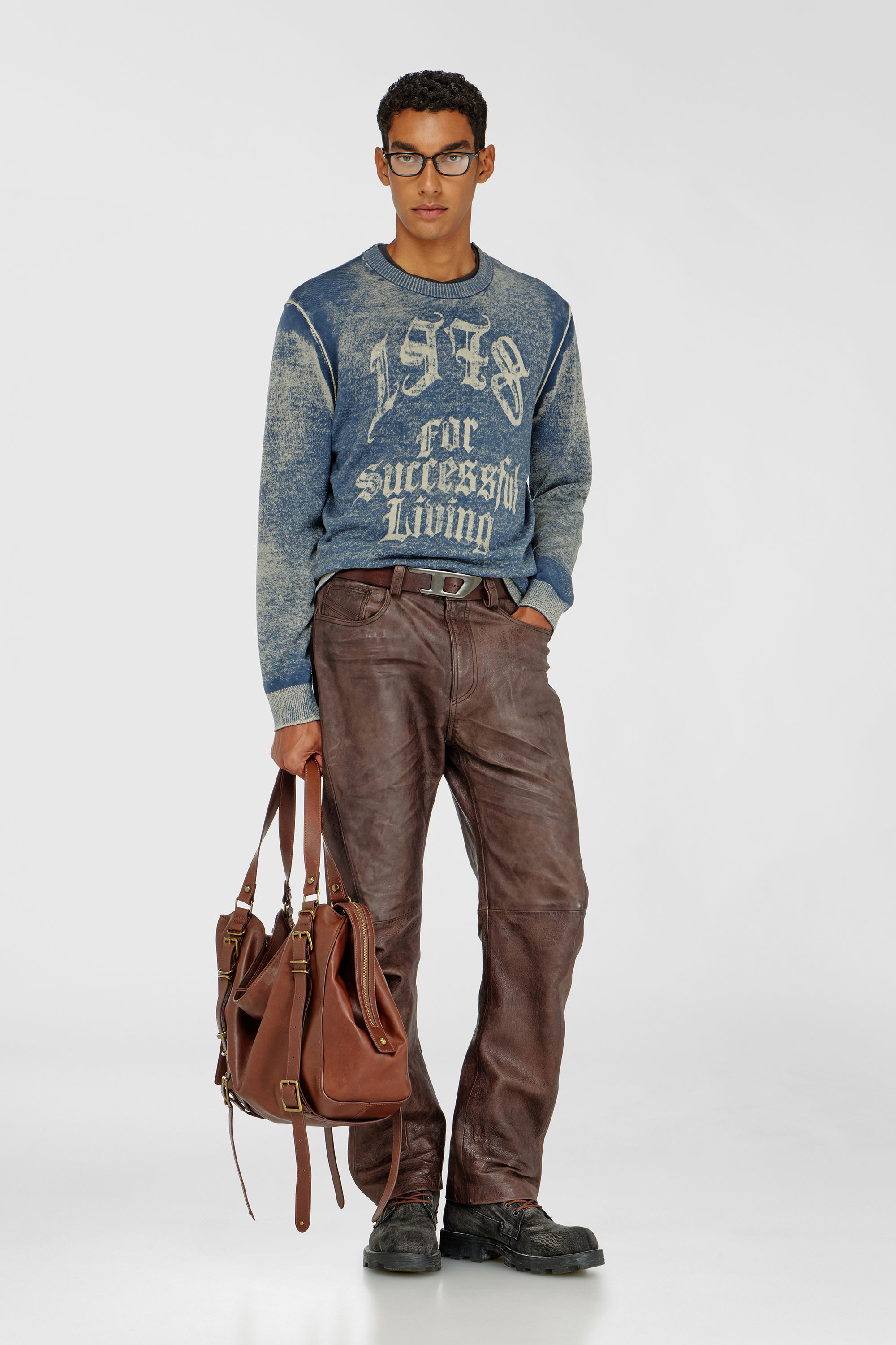 Diesel - D-ONE TOPHANDLE L, D-One-Borsa grande a mano in pelle trattata Unisex in Marrone - 2