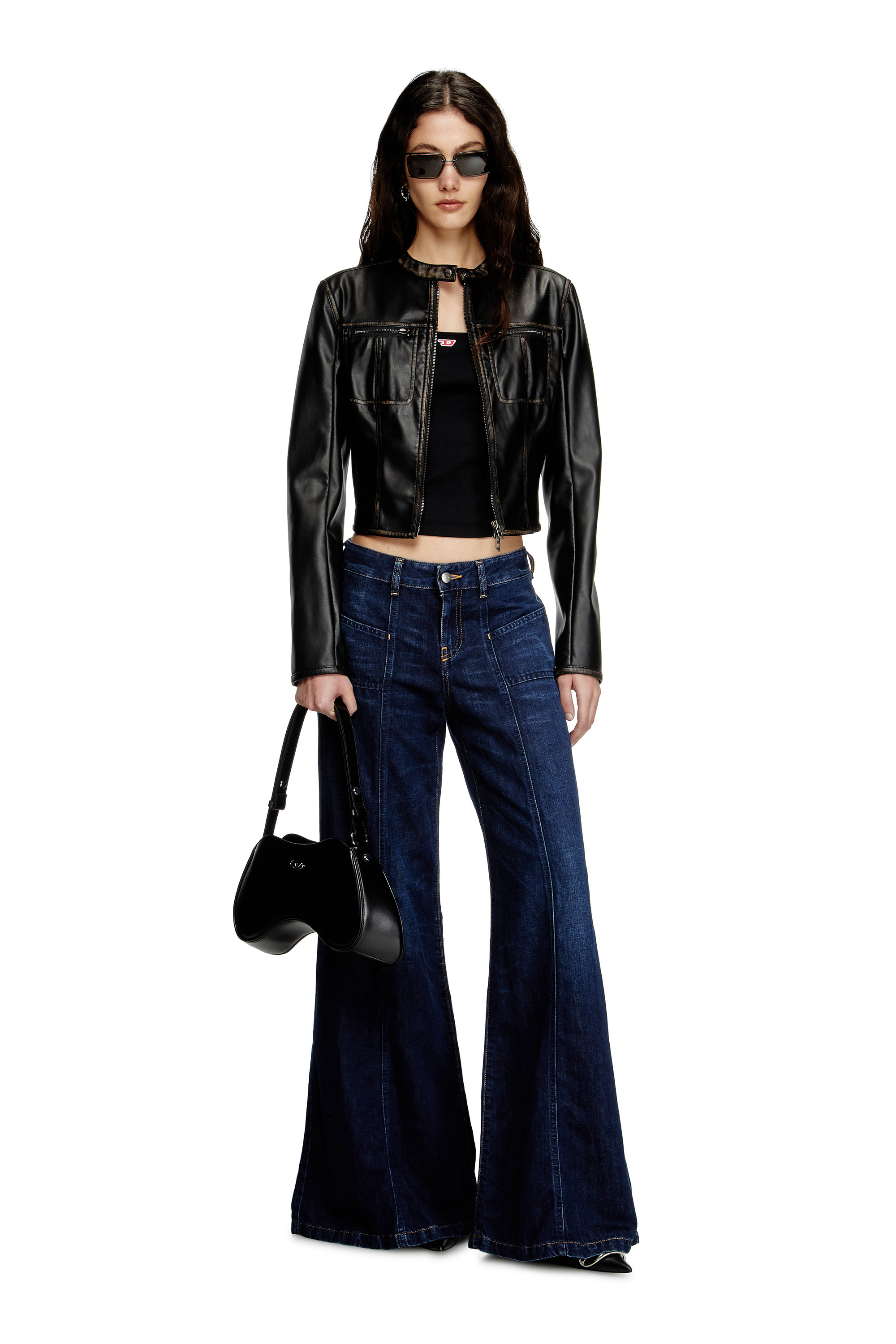 Diesel - PLAY SHOULDER, Play-Borsa a spalla in pelle semilucida Donna in Nero - 7