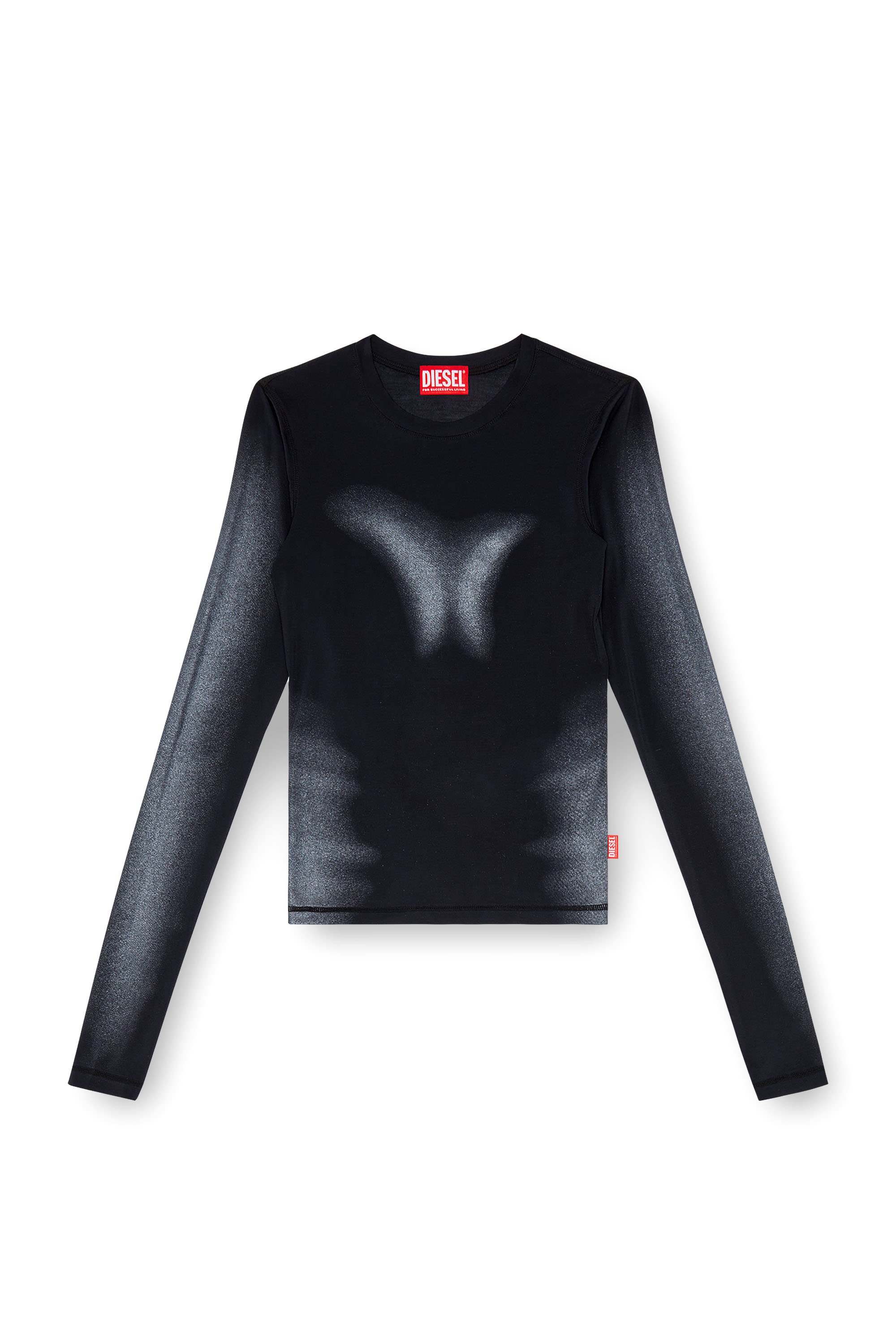 Diesel - T-ILON, Donna T-shirt a maniche lunghe effetti metallizzati in Nero - Image 3