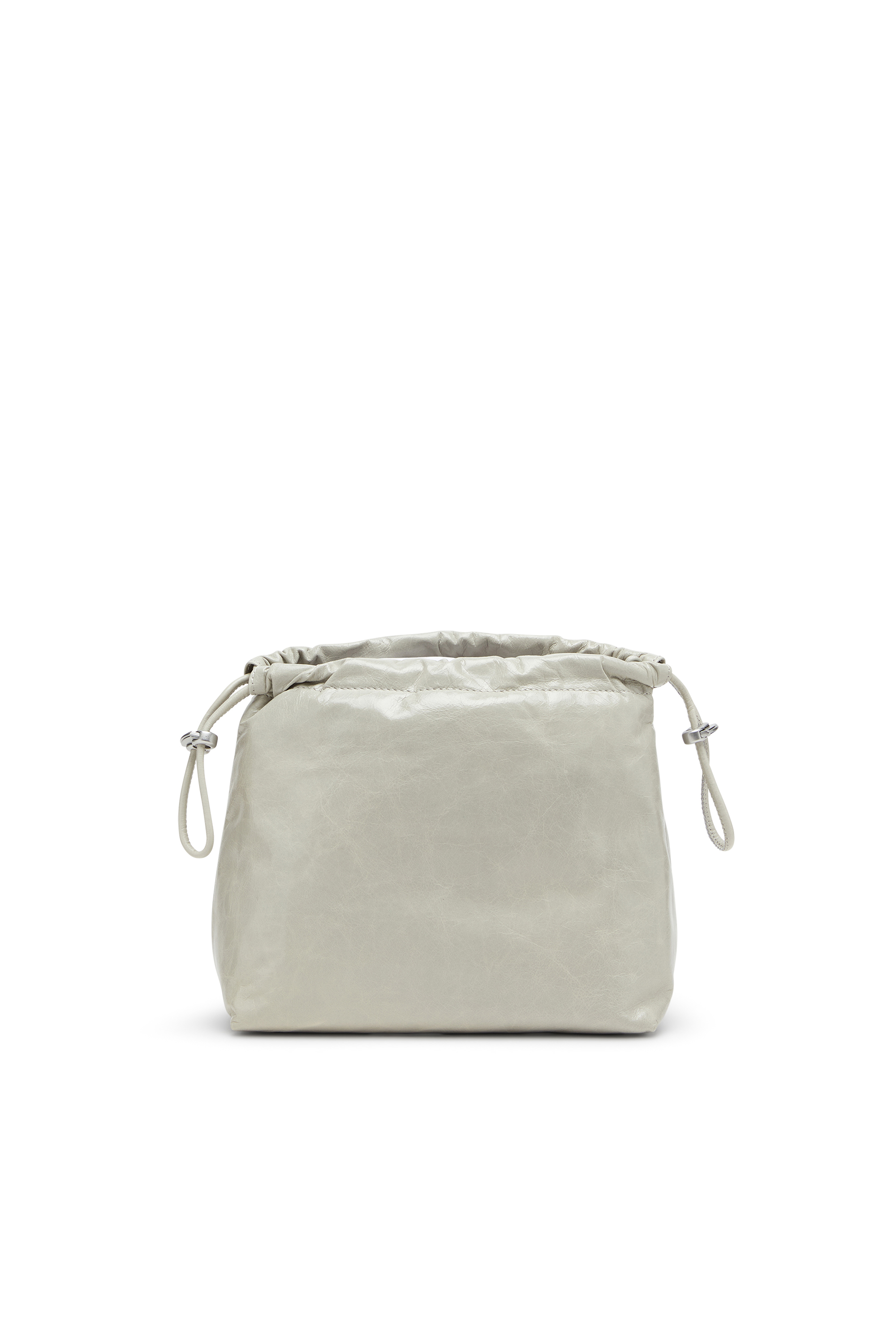 Diesel - SCRUNCH-D BUCKET, Scrunch-D-Borsa bucket in pelle lucida stropicciata Donna in Bianco - 3