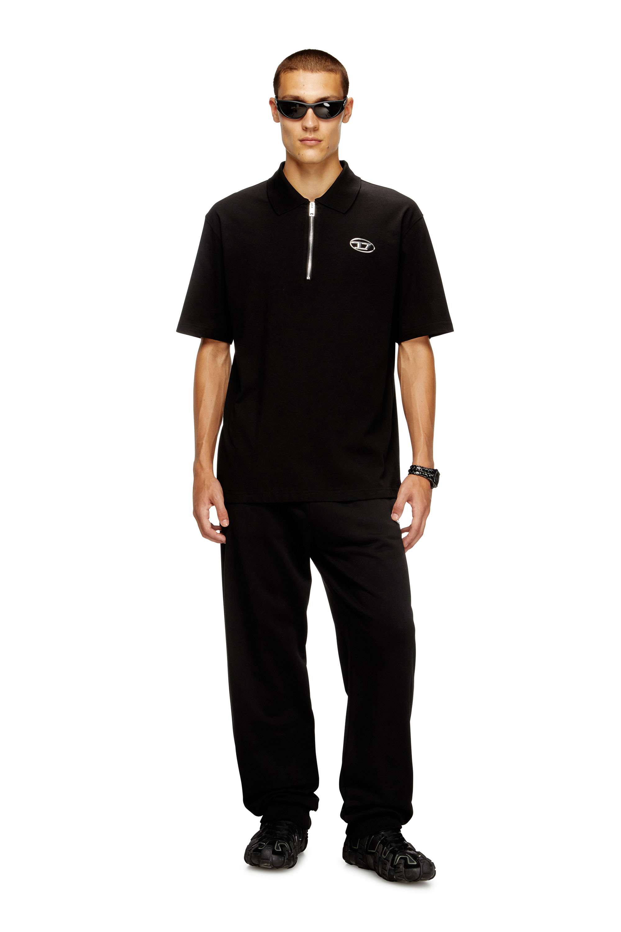 Diesel - T-VOR-OD, Polo con zip e con Oval D laserata Uomo in Nero - 2
