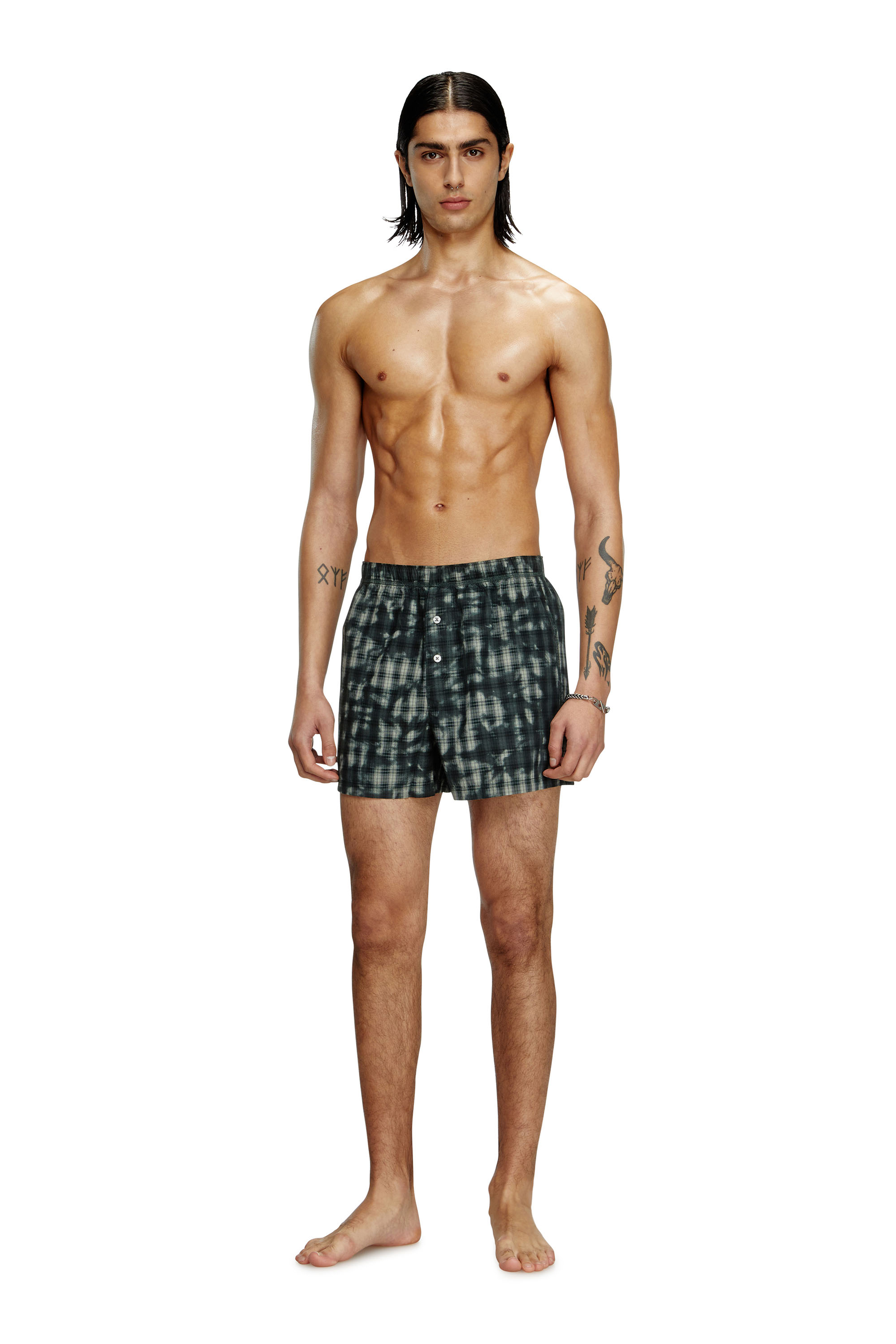 Diesel - STARK-UTLT, Boxer con stampa check Unisex in Verde - 1