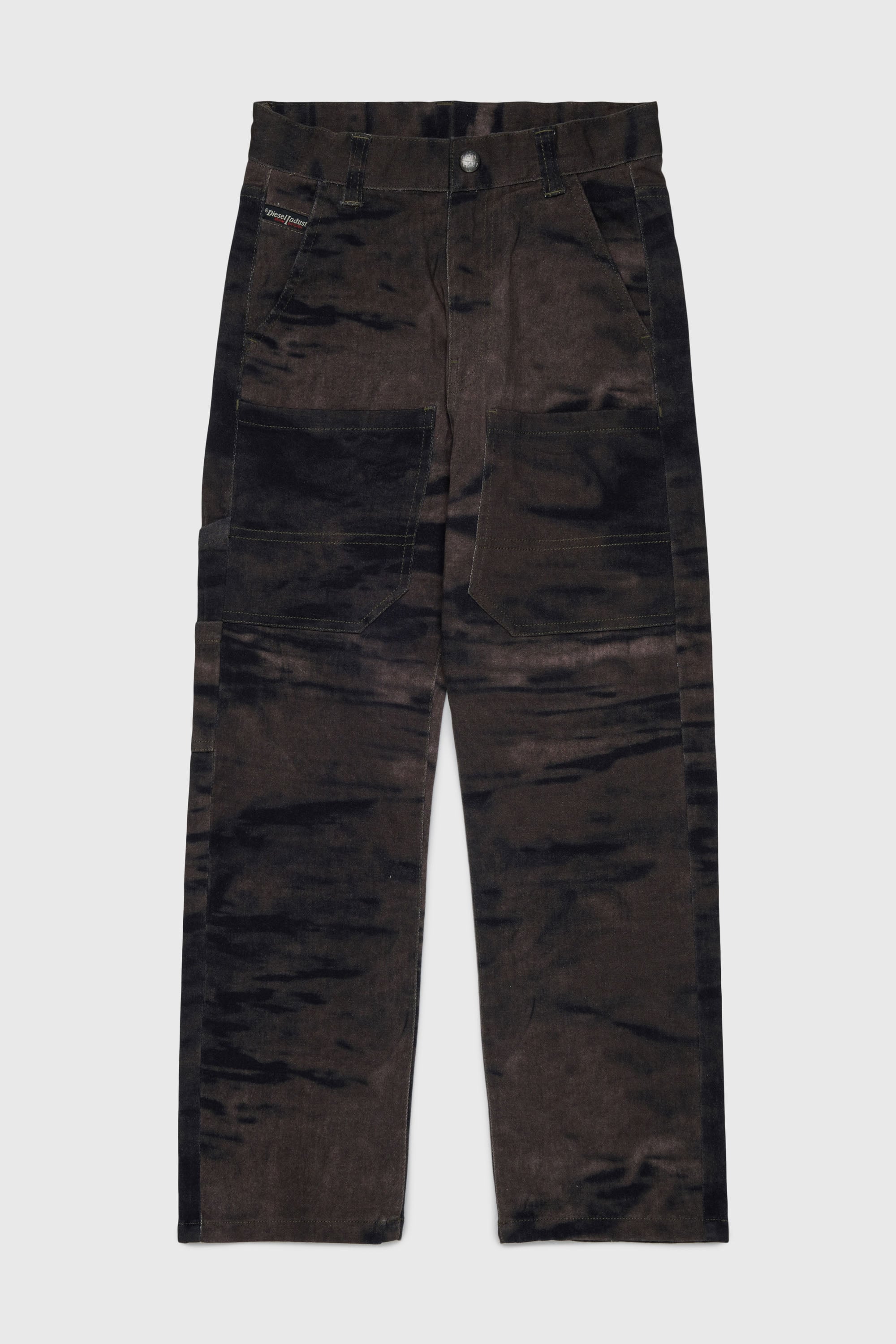 Diesel - PJAKE, Pantaloni in cotone stretch effetto striato Uomo in Verde - 1