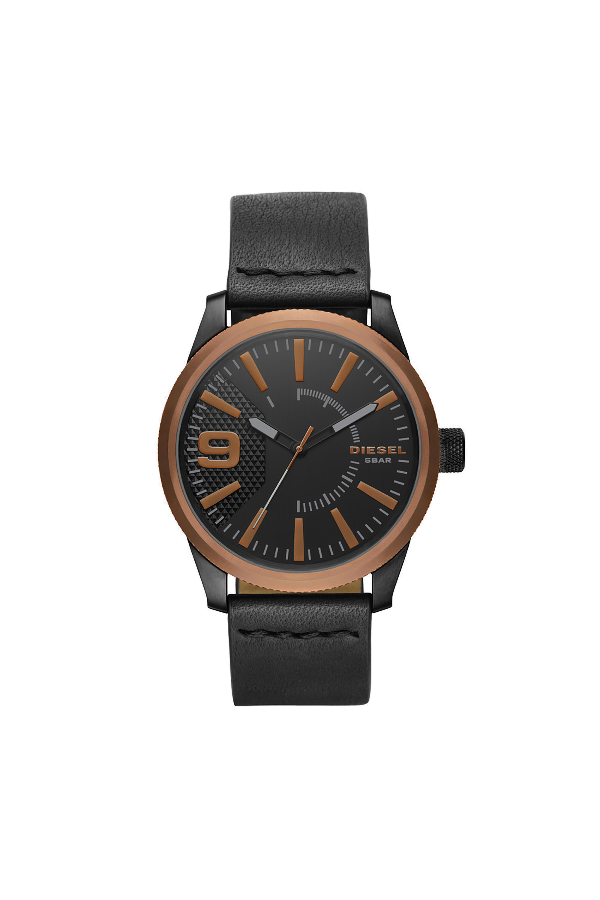 Diesel - DZ1841, Orologio nero con ghiera color rame, 46 mm Uomo in Marrone - 1