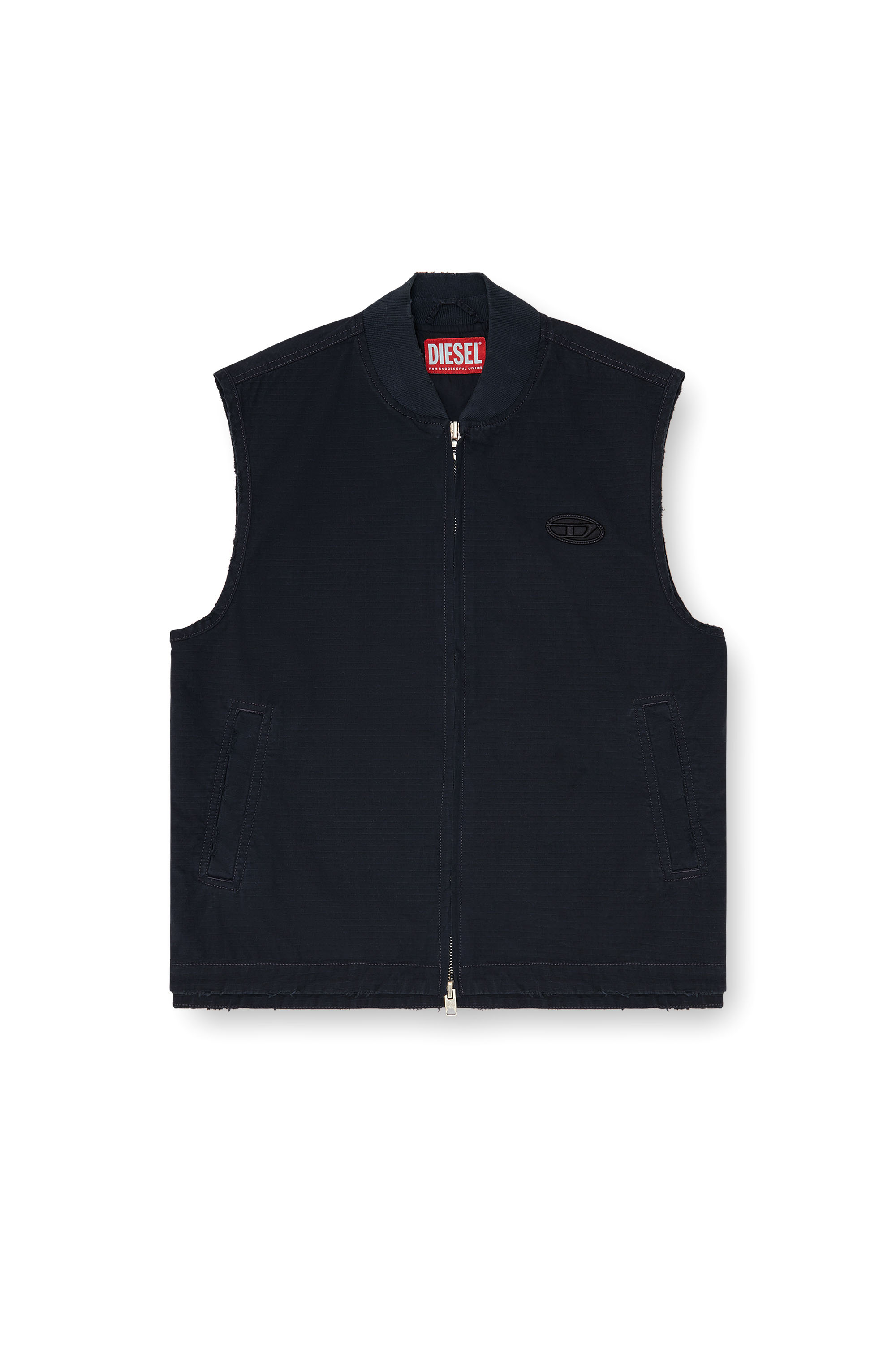 Diesel - J-TYPE-CO-SL, Gilet in cotone ripstop con patch Oval D Uomo in Nero - 3