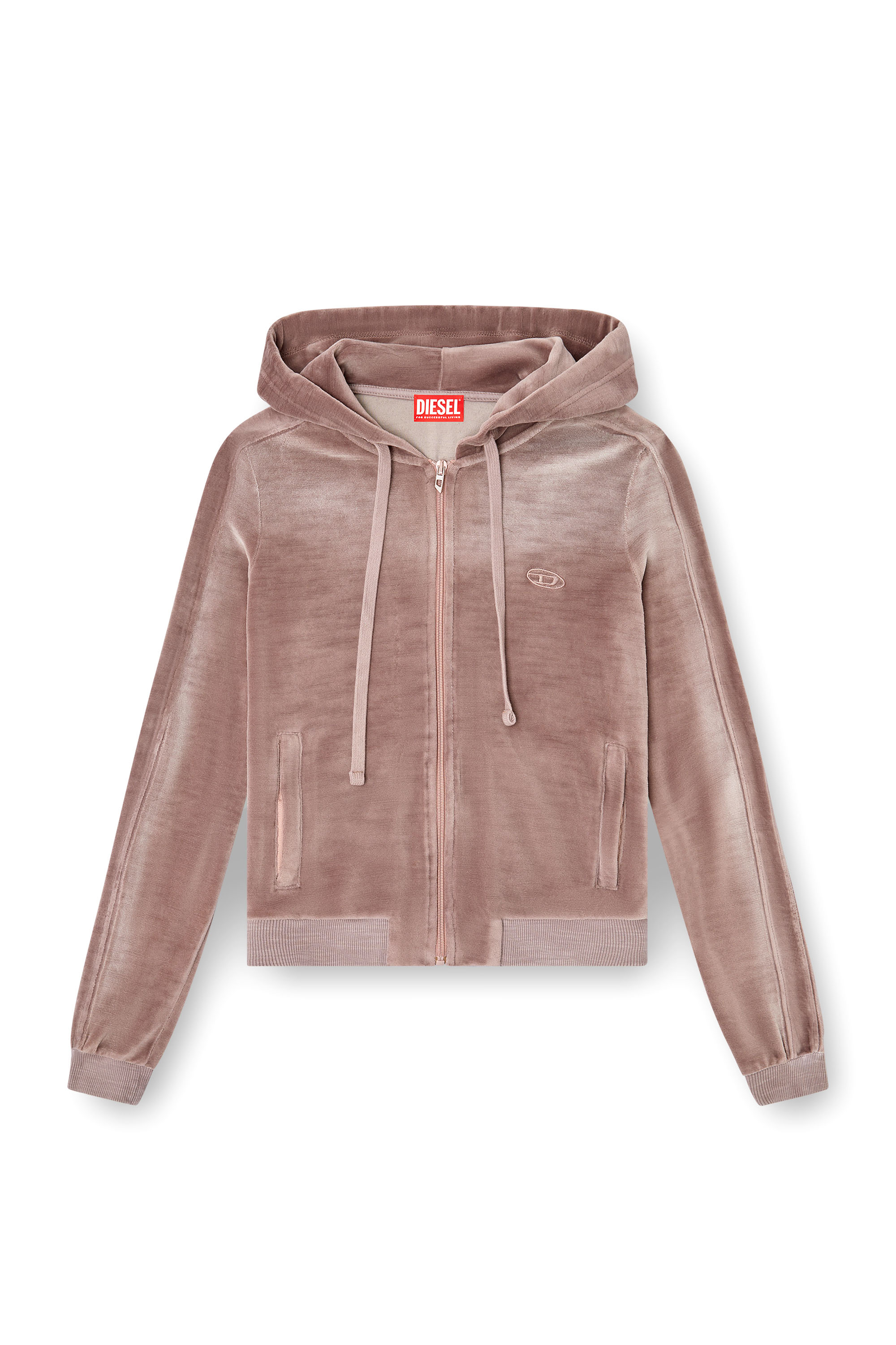 Diesel - F-ELY-Q1, Hoodie con zip in ciniglia faded Donna in Rosa - 3