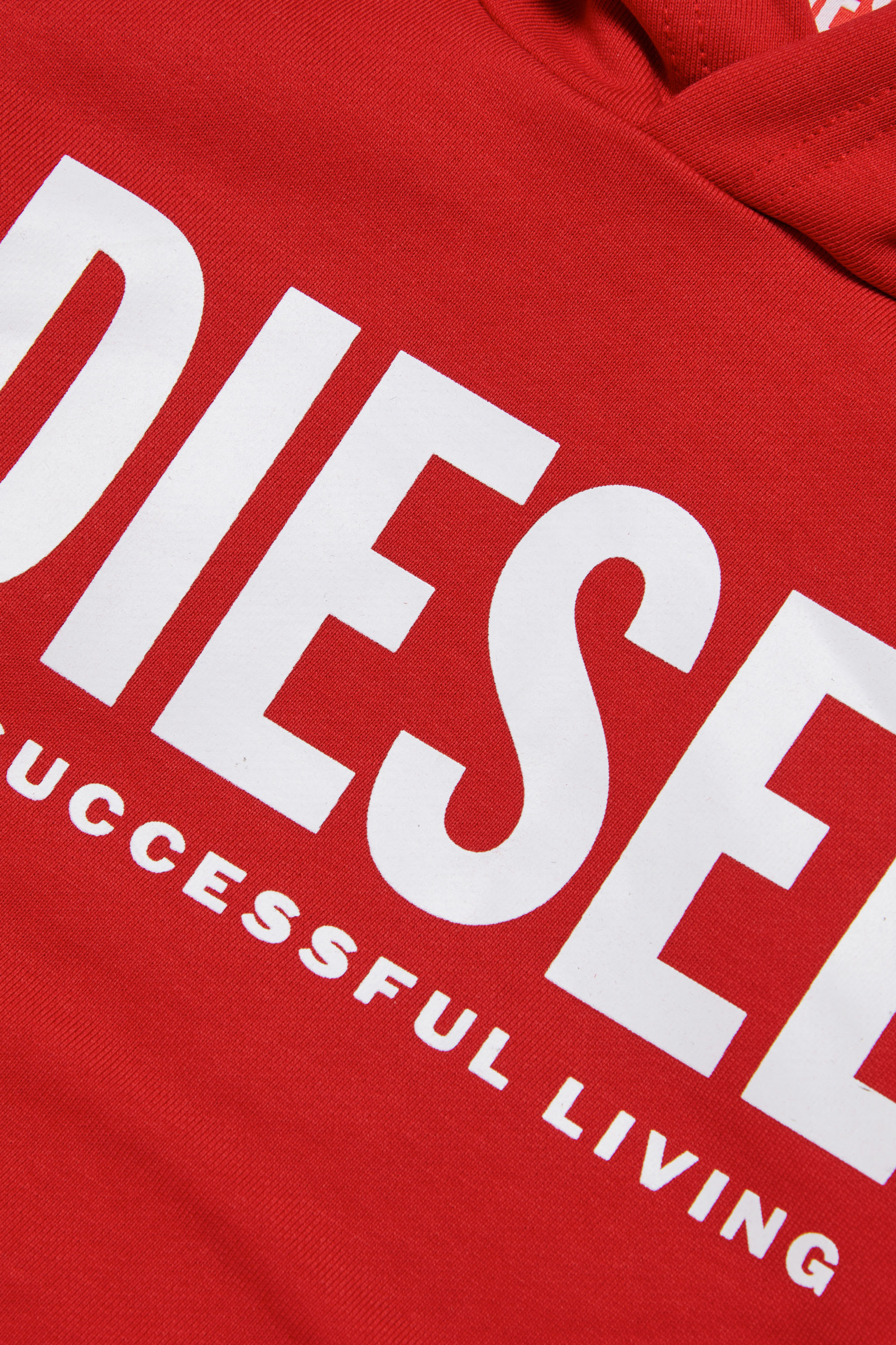Diesel - LSFORT DI OVER HOOD, Unisex Hoodie with logo print in Red - Image 3