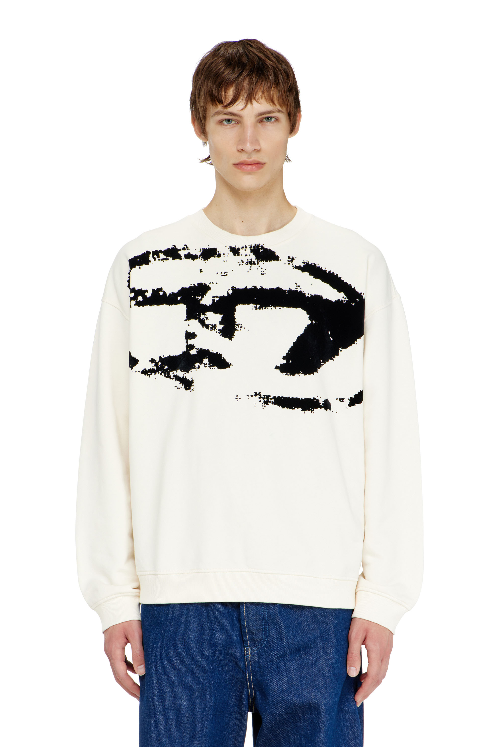 Diesel - S-BOXT-N5, Felpa in cotone con logo Oval D floccato Uomo in ToBeDefined - 5