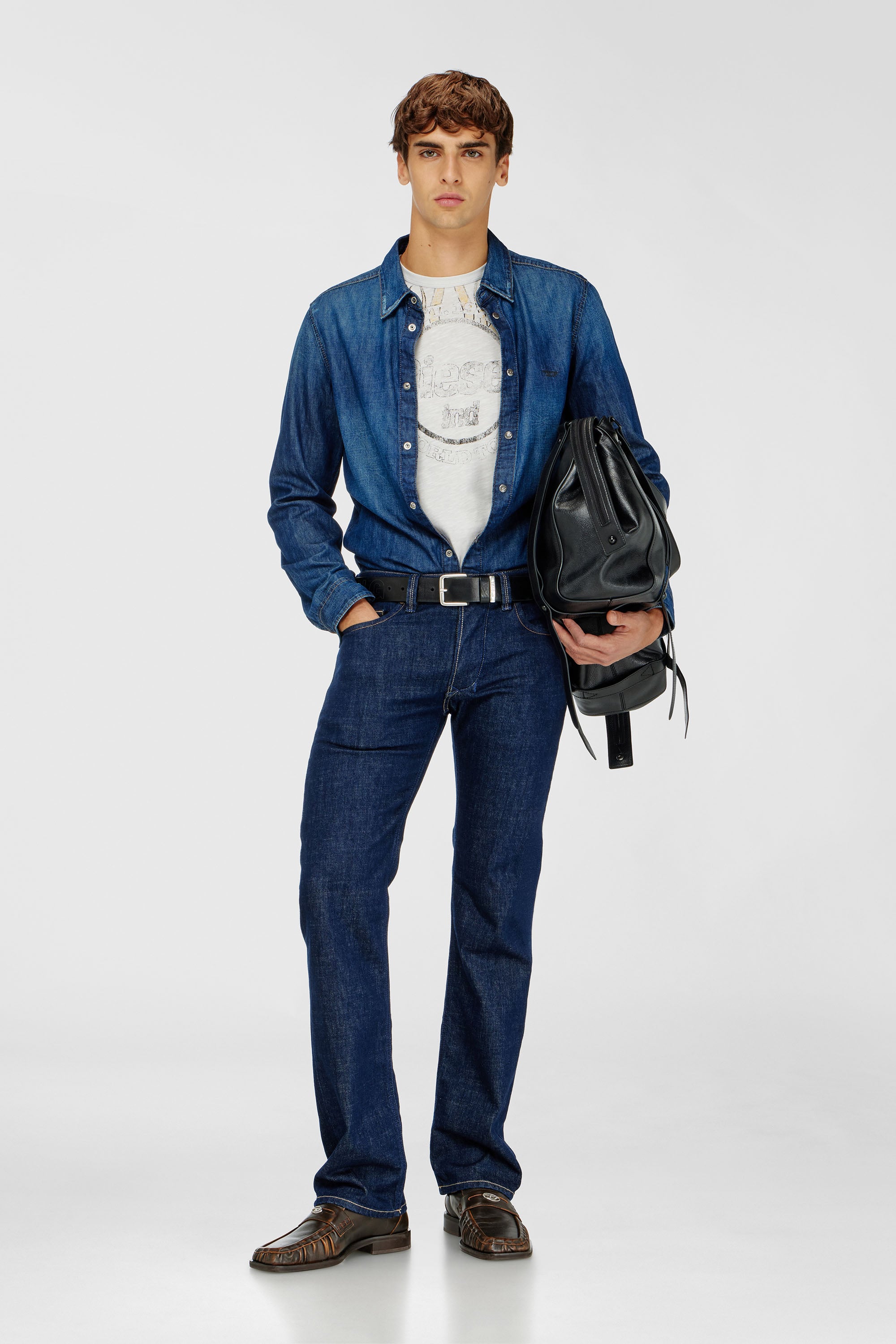 Diesel - T-NOTS, T-shirt in jersey fiammato con stampa effetto craquel&eacute; Uomo in Bianco - 2