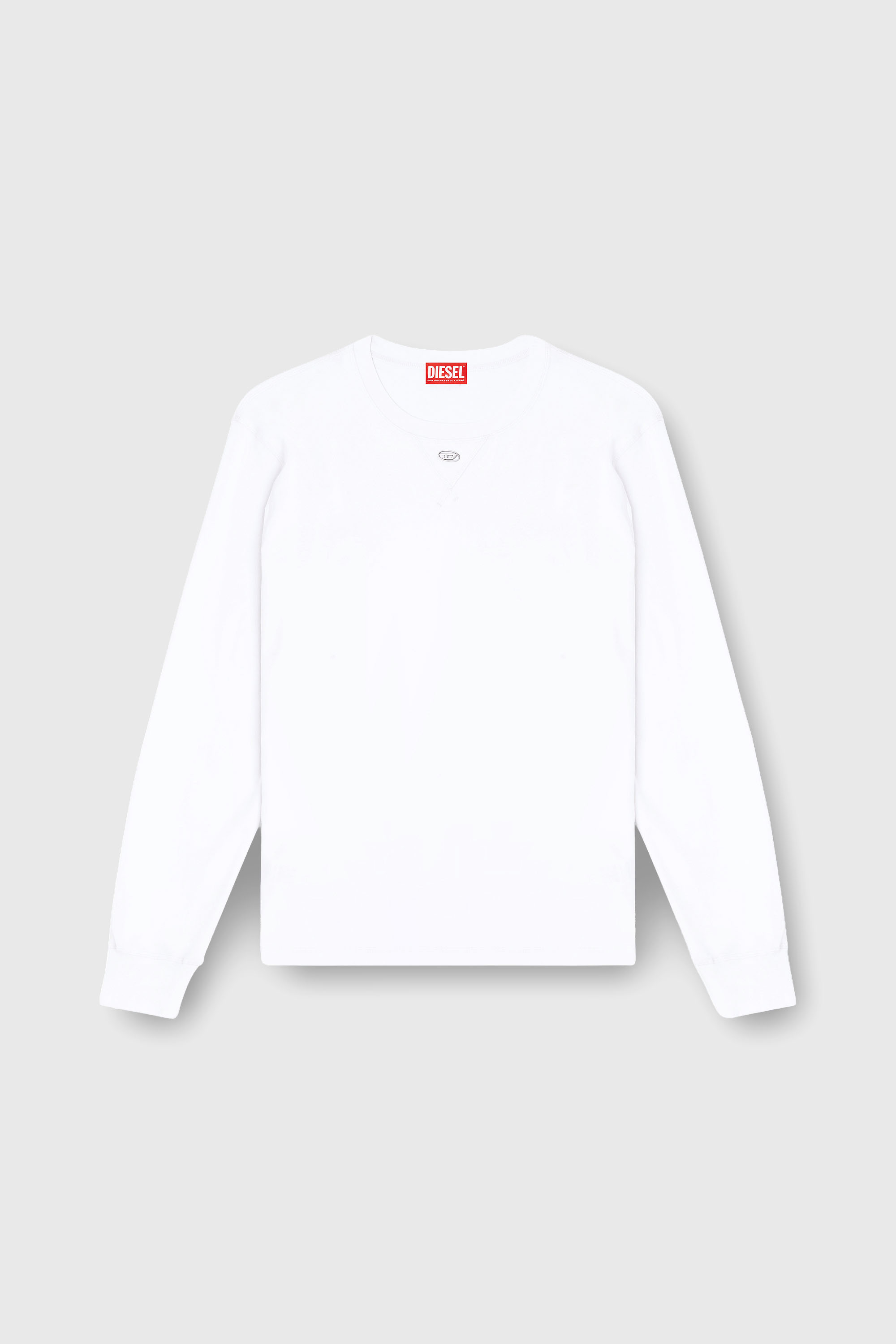 Diesel - T-MADJUST-LS-TR, Maglietta a maniche lunghe in cotone con Oval D Uomo in Bianco - 2