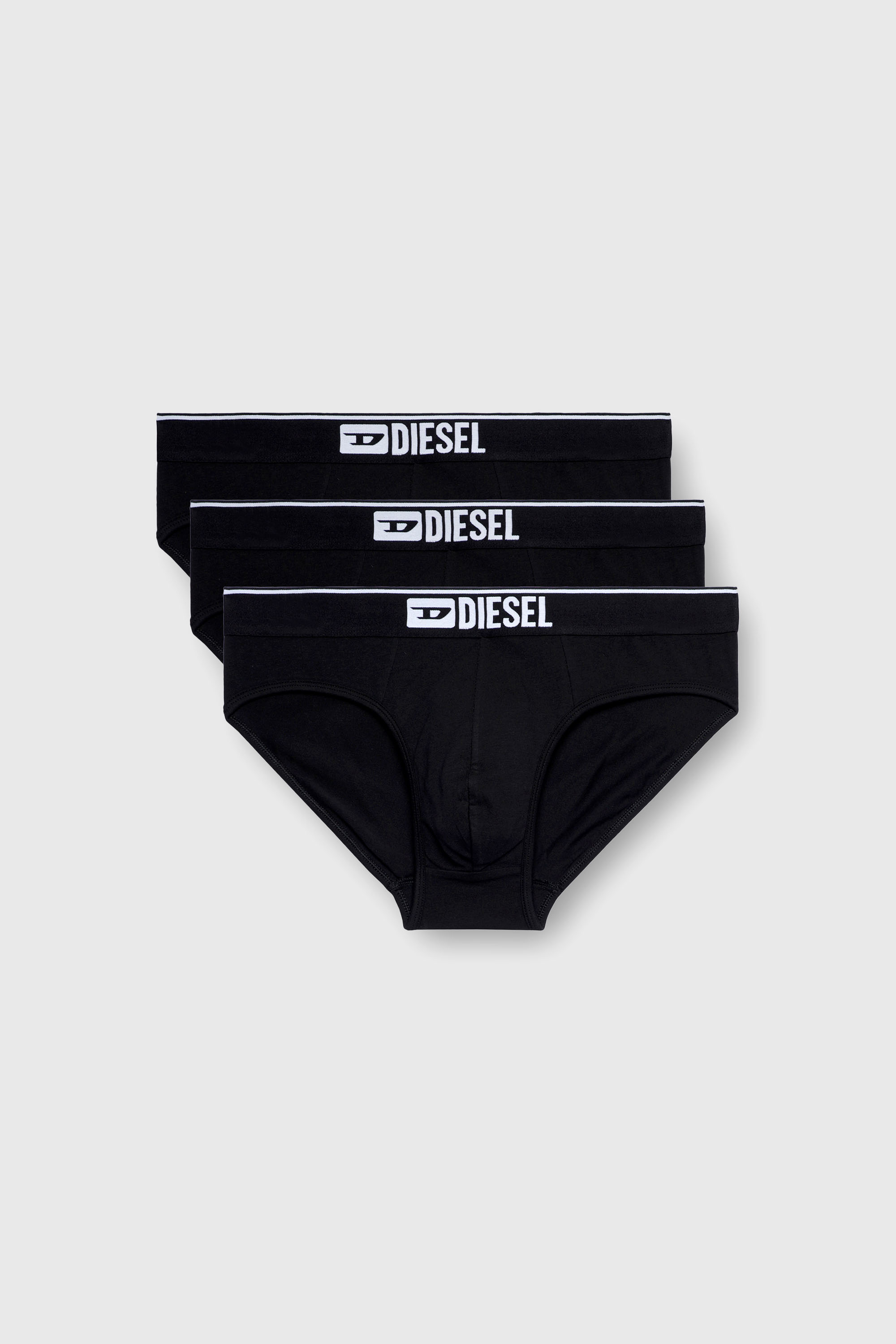 Diesel - UMBR-ANDRETHREEPACK, Set da tre slip tinta unita con logo Uomo in Nero - 1