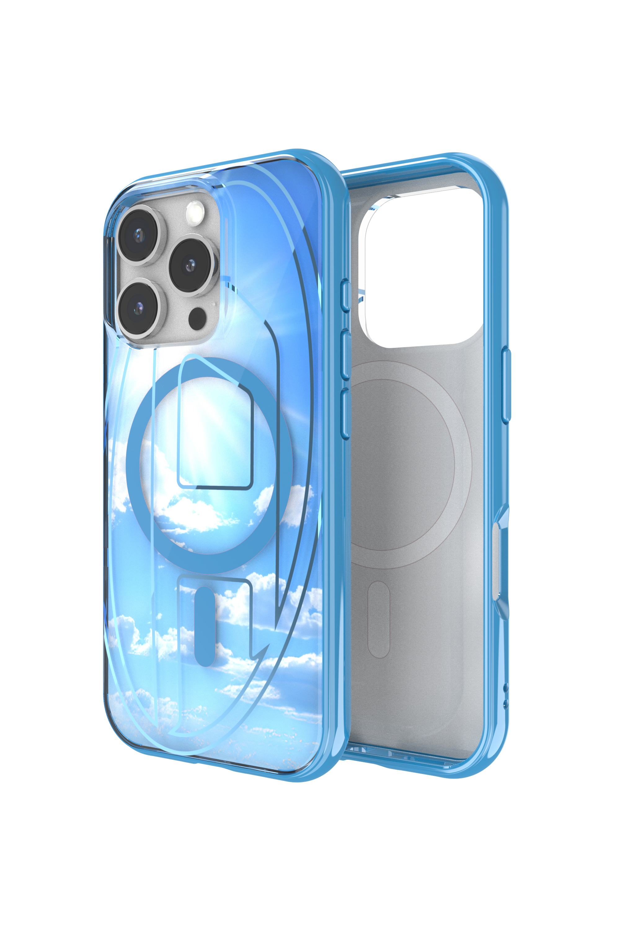 Diesel - 60253 AOP CASE, Custodia Oval D con MagSafe iPhone 16 Pro Unisex in Blu - 1