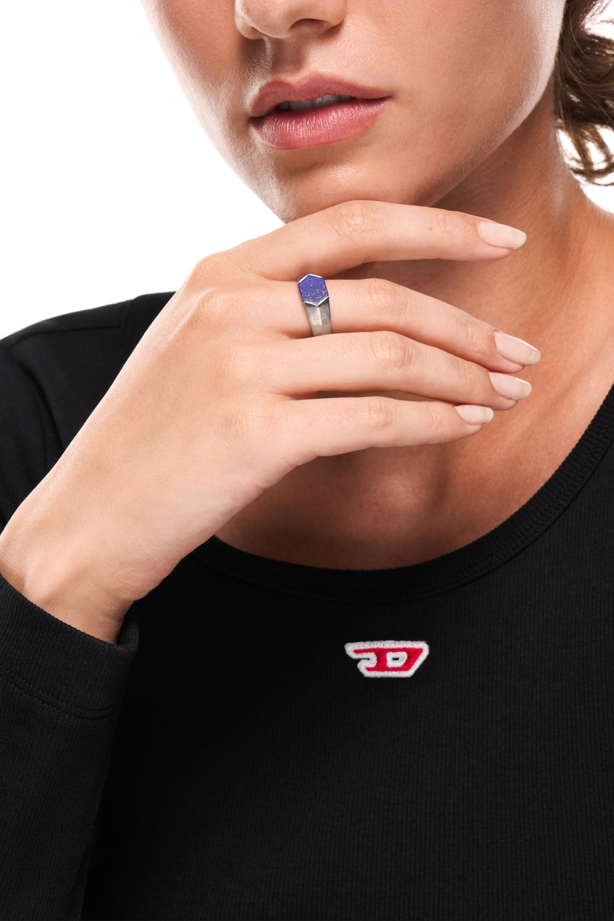 Diesel - DX1712040, Anello chevalier in lapislazzuli Unisex in Argento - 4