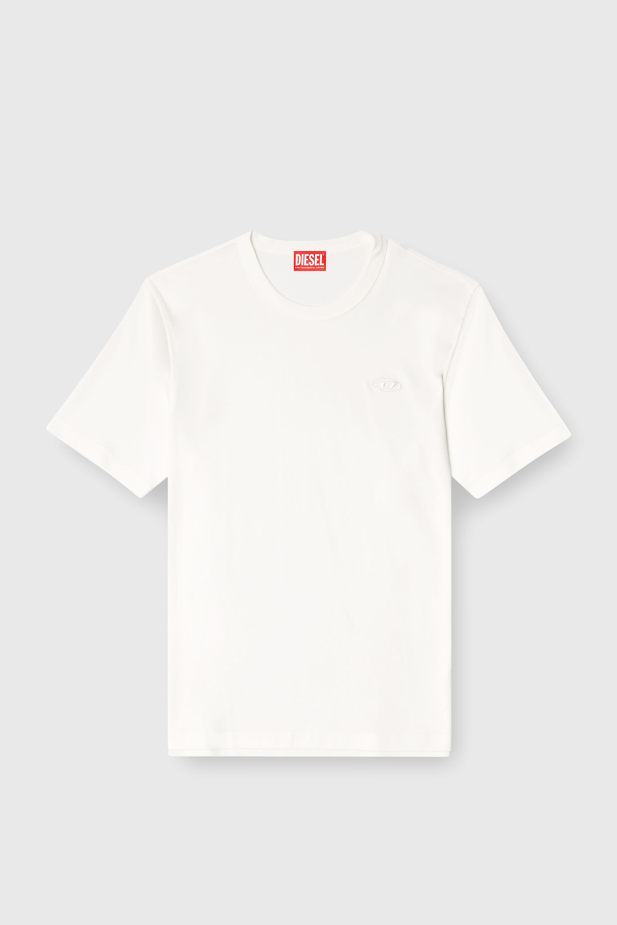 Diesel - T-ADJUST-SLITS-R17, T-shirt con logo ricamato in tono Uomo in Bianco - 2