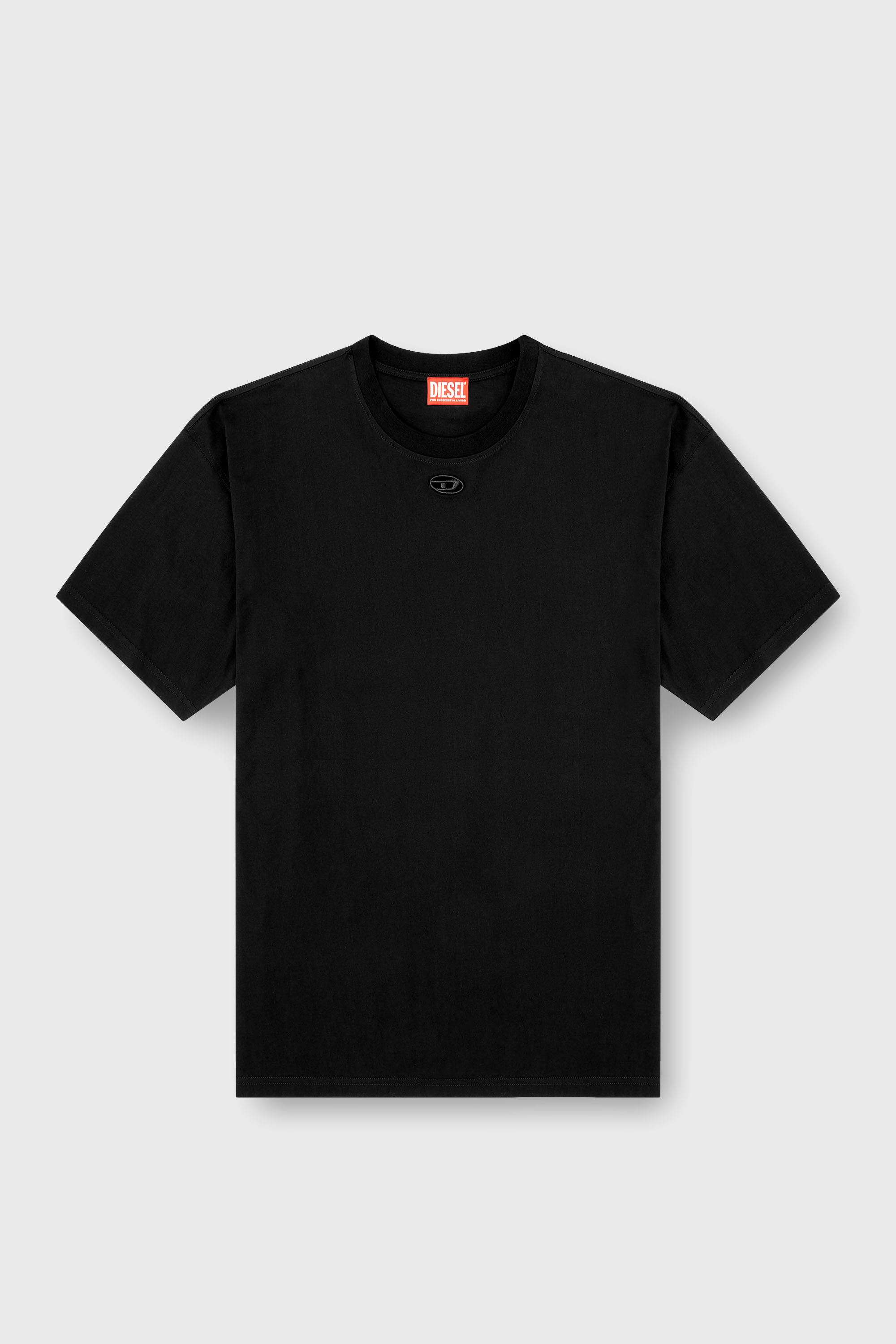 Diesel - T-BOXT-DCO, T-shirt in cotone dalla vestibilit&agrave; rilassata con ricamo Oval D Uomo in Nero - 2
