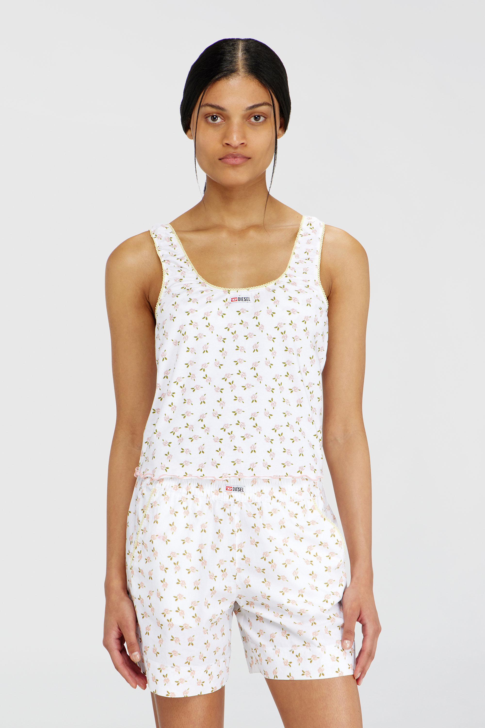 Diesel - GEORGIE-D-CORE, Canotta in cotone stretch con stampa floreale Donna in Bianco - 1