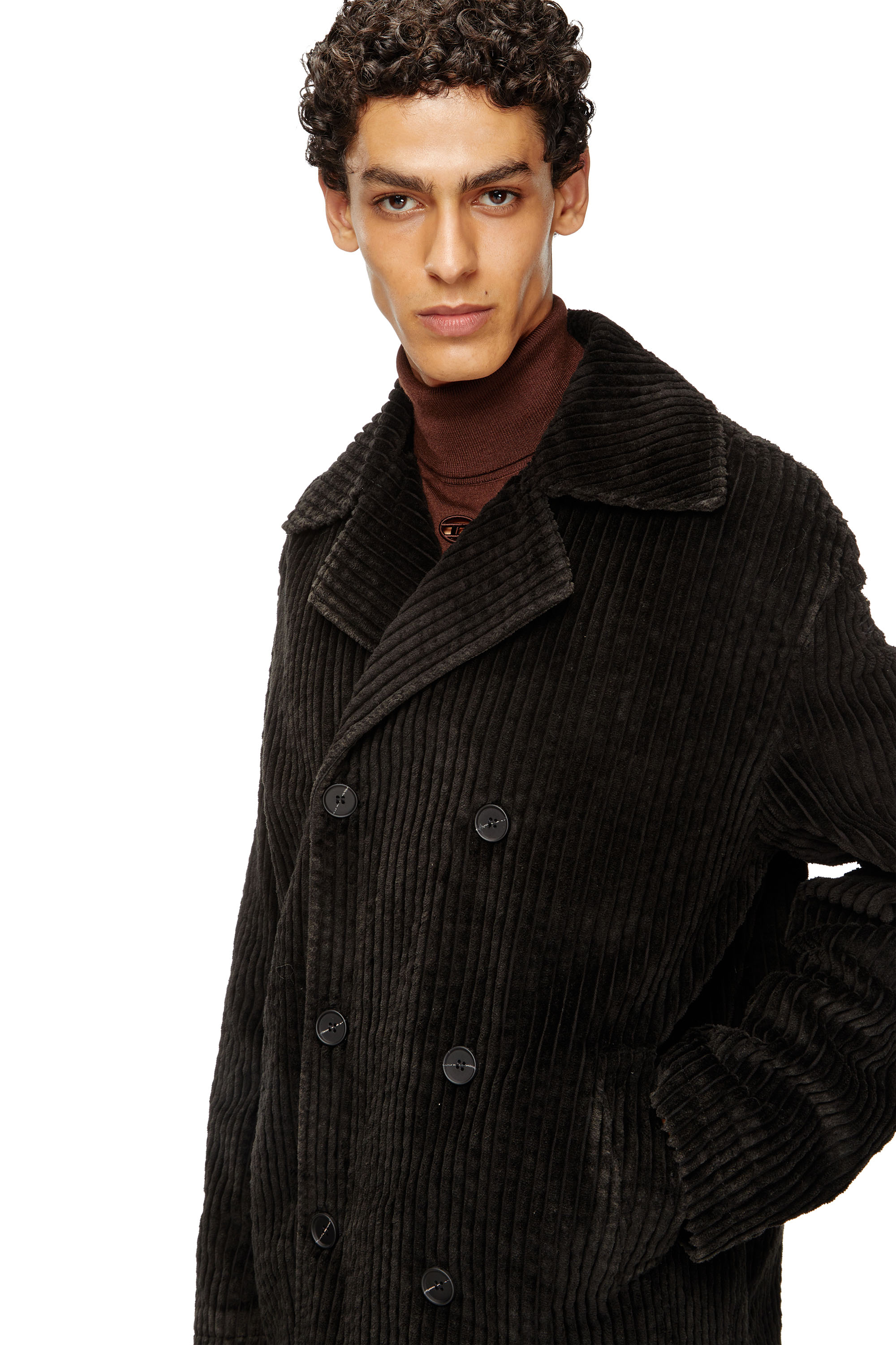Diesel - W-OTIS, Peacoat in velluto a coste trattato Uomo in Marrone - 5