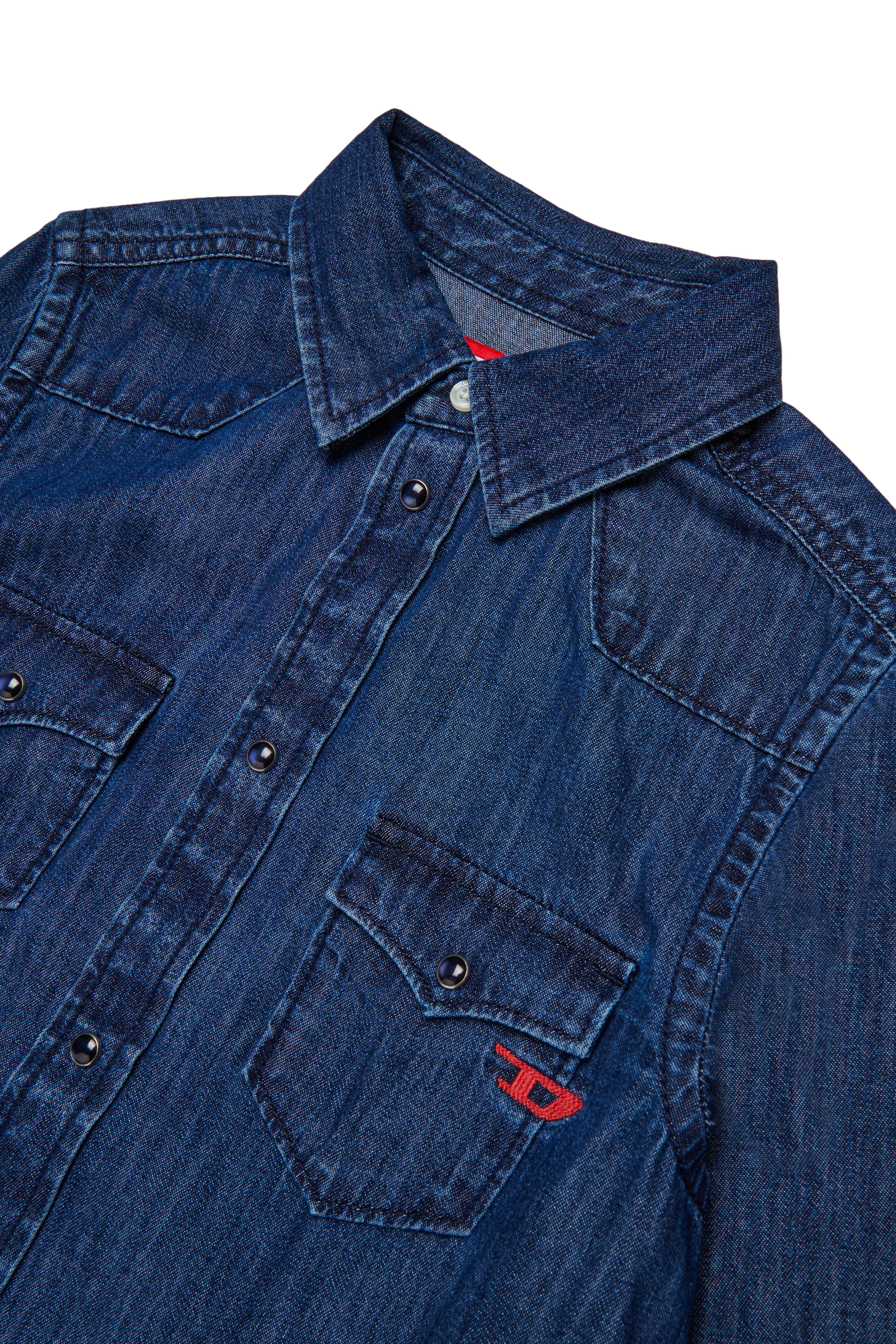 Diesel - CEKO, Camicia in denim con tasca applicata Uomo in Blu - 3