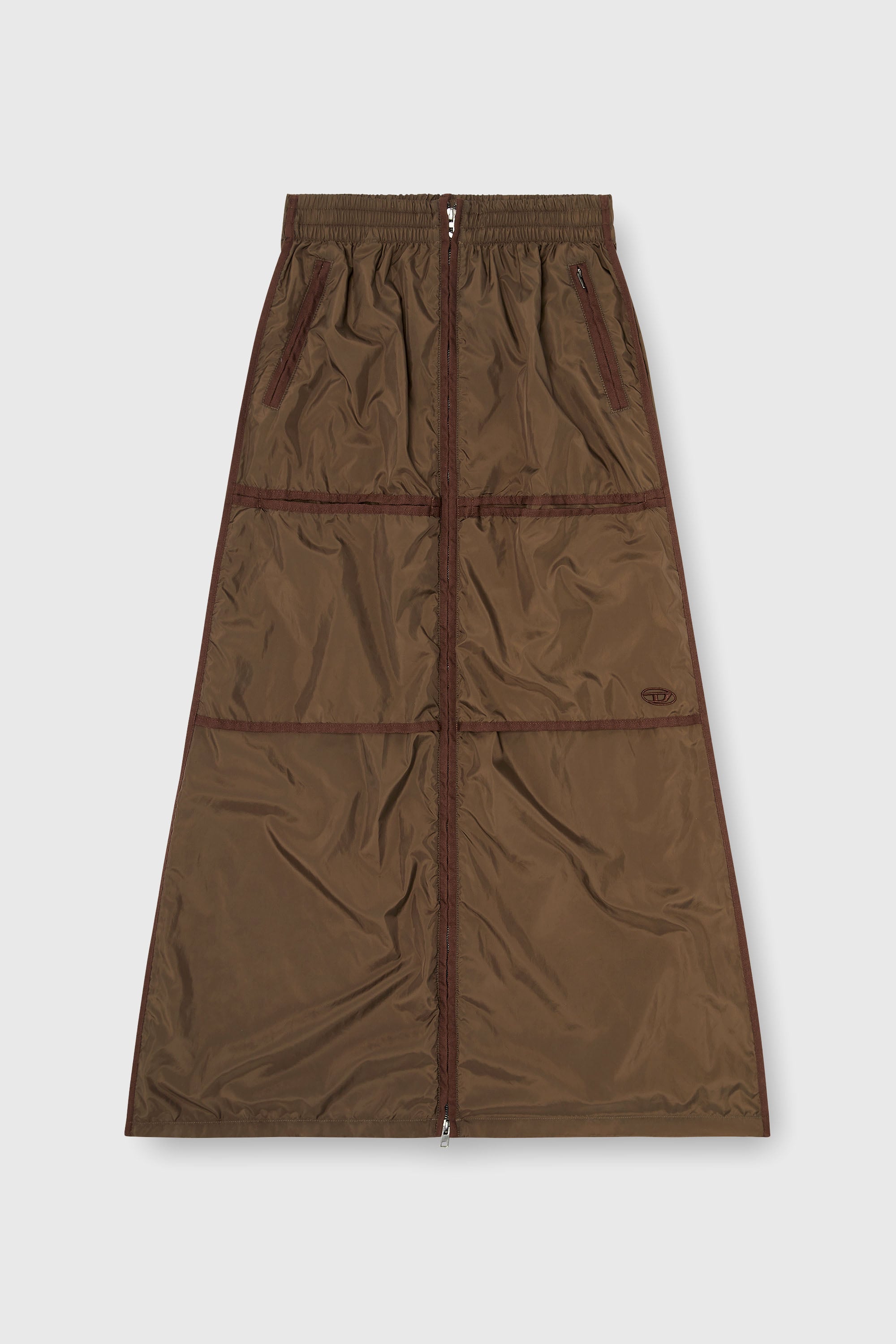 Diesel - O-HYTON, Gonna maxi stile windbreaker con zip frontale Donna in Marrone - 2