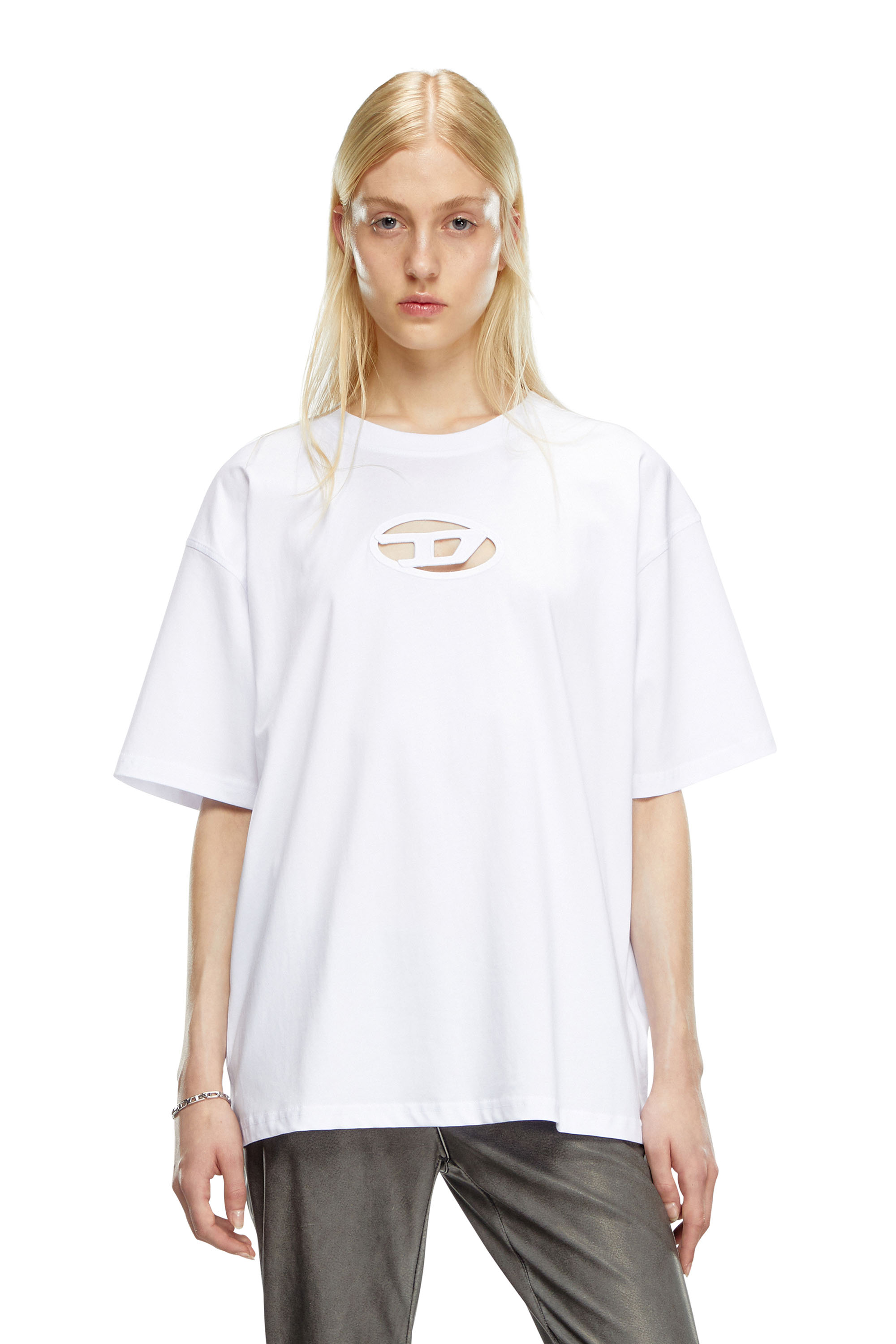 Diesel - T-BOXT-OD, Unisex T-shirt con ricamo Oval D in Bianco - Image 4