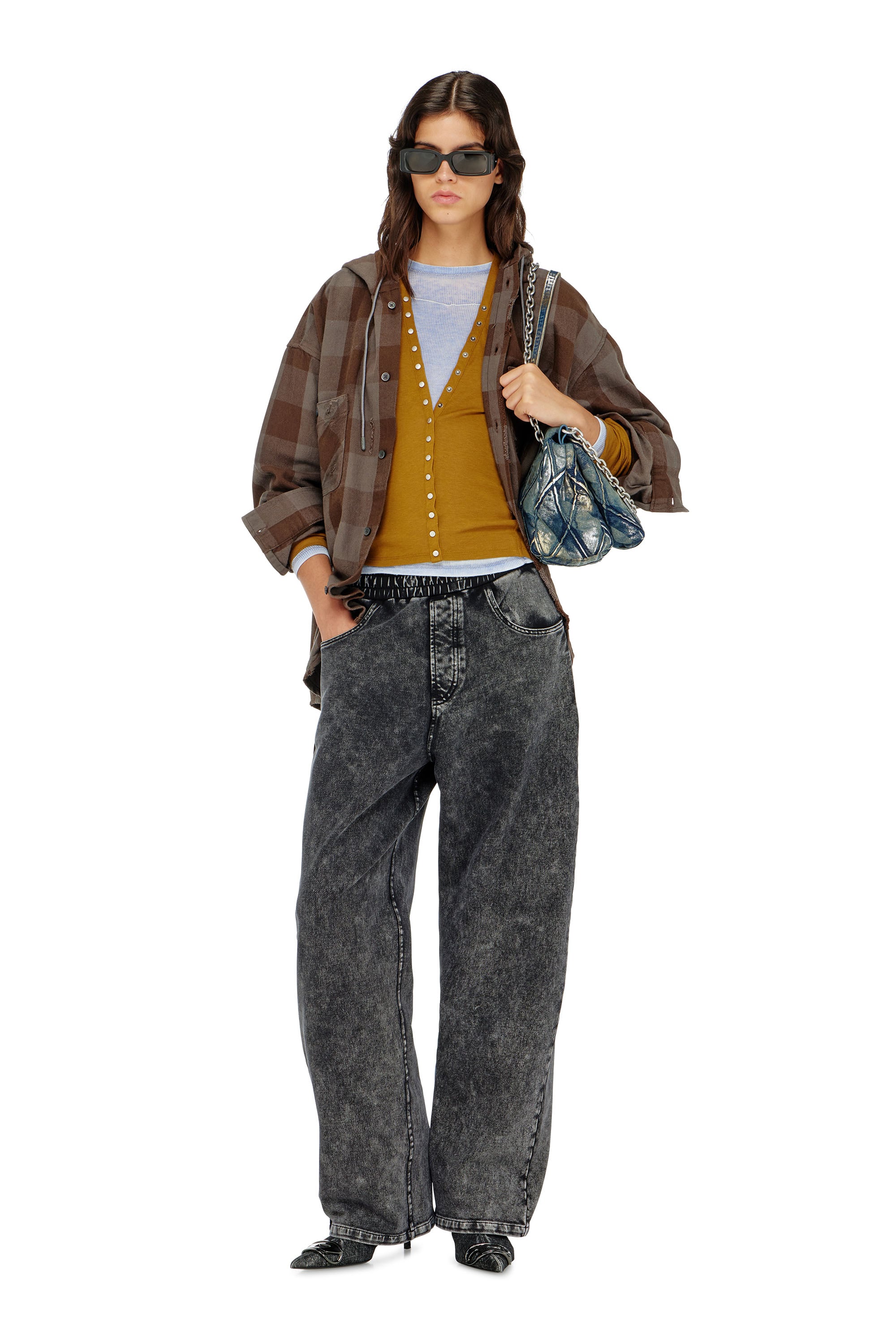 Diesel - P-STUKY, Pantaloni da tuta effetto denim Donna in Grigio - 1