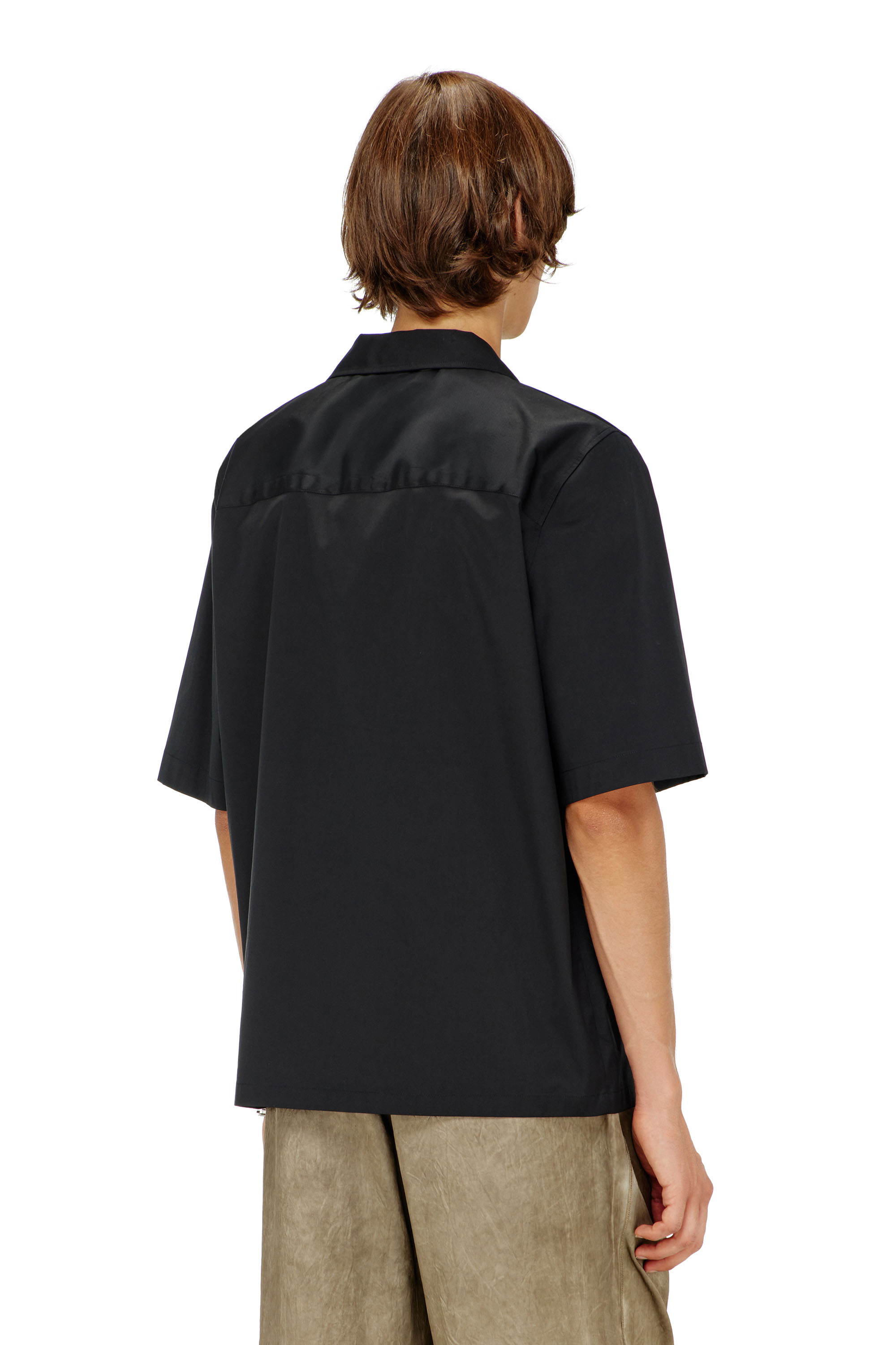 Diesel - S-MAC-GSBH, Camicia in popeline elasticizzato con ricamo Oval D Uomo in Nero - 4