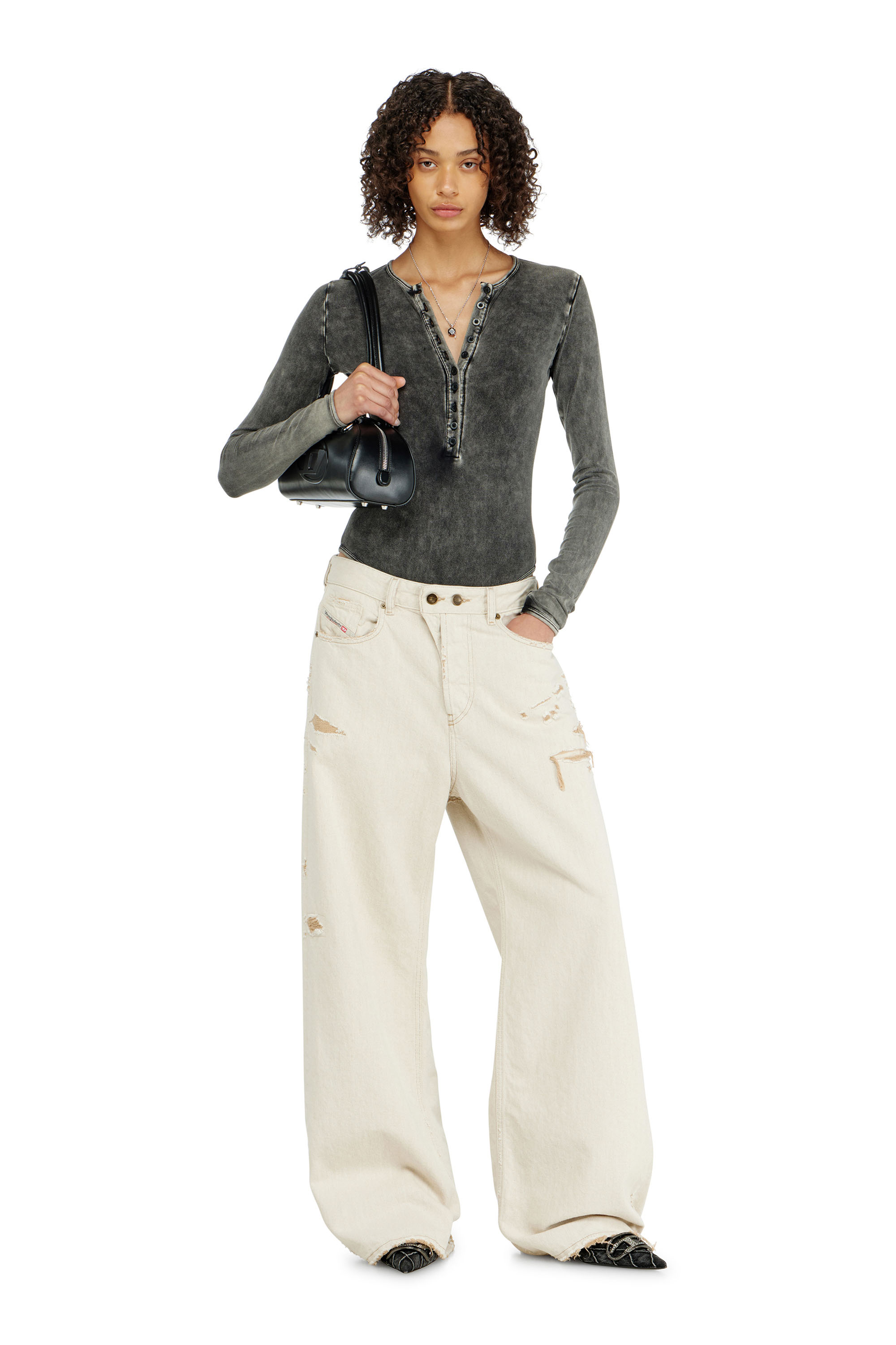 Diesel - FRESYA-DNM, Body in cotone con chiusura frontale a bottoni Donna in ToBeDefined - 4