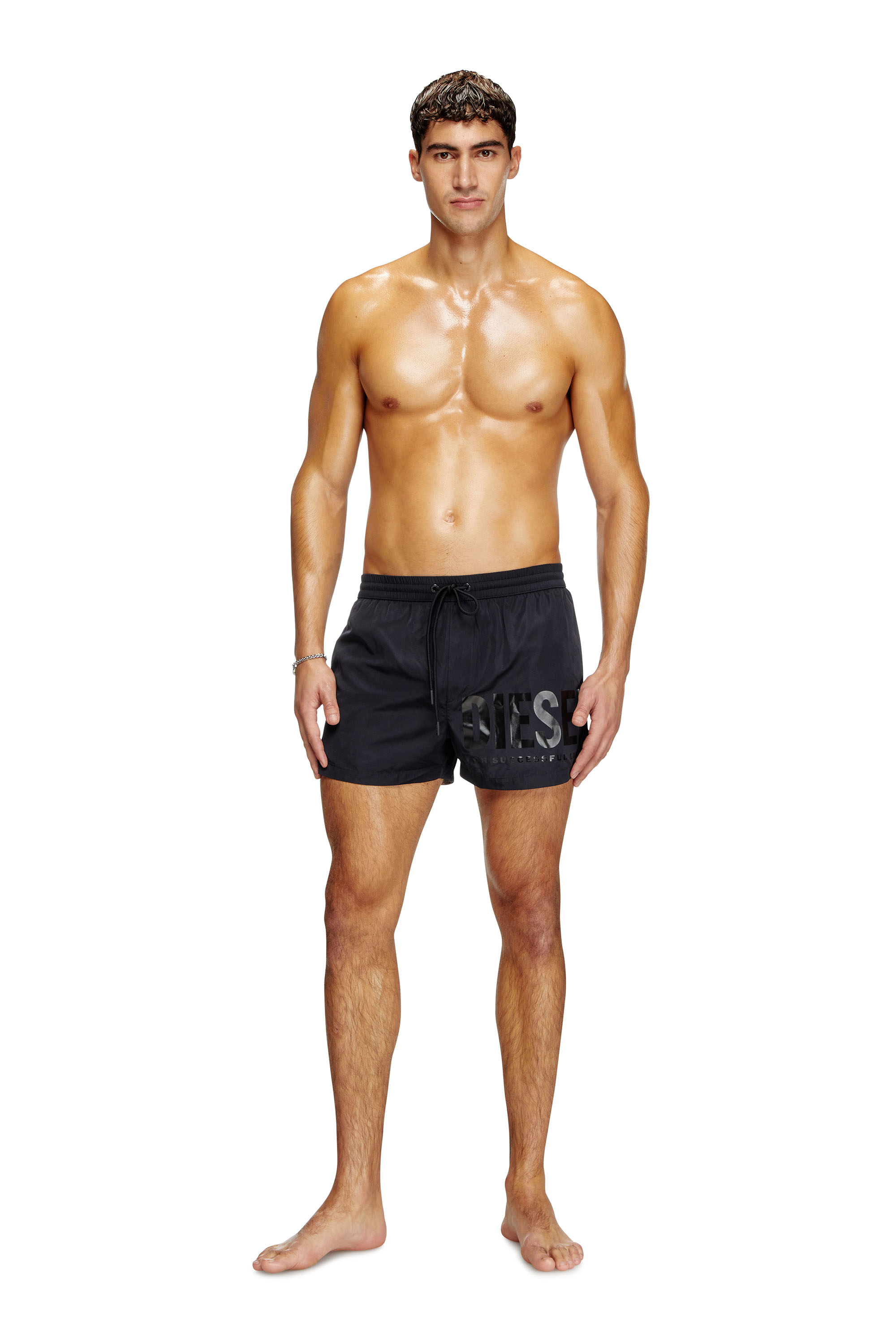 Diesel - MARIO-34-D-CORE, Man's Swim shorts with logo print in Black - 1