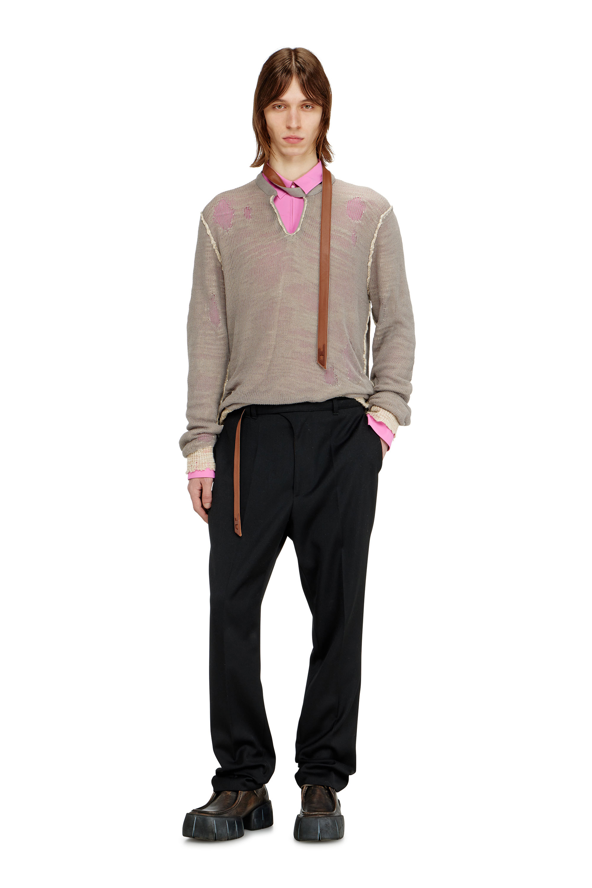 Diesel - P-NEDAR-A, Pantaloni sartoriali con cintura biker Uomo in Nero - 1