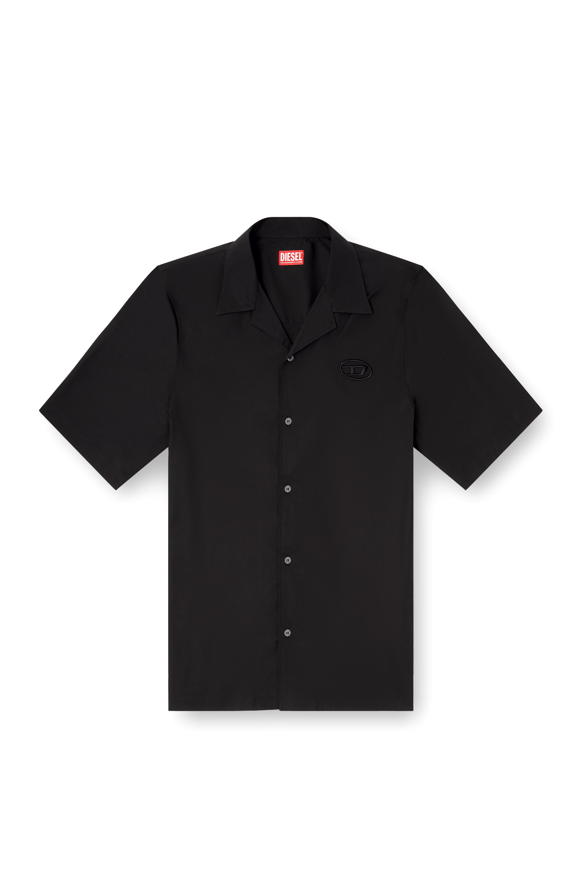 Diesel - S-MAC-GSBH, Camicia in popeline elasticizzato con ricamo Oval D Uomo in Nero - 3