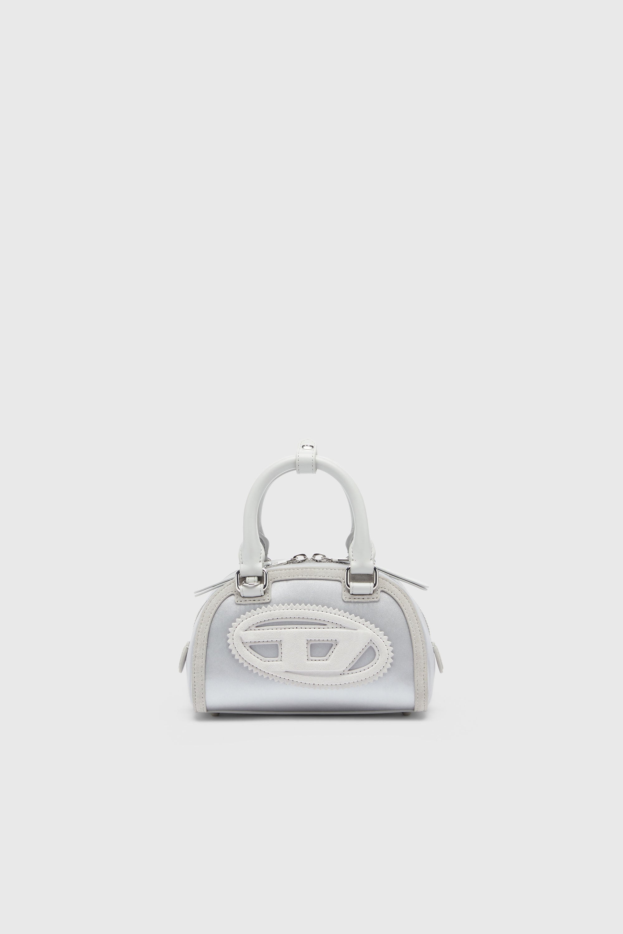 Diesel - 1DR DOME CROSSBODY, 1DR Dome - Borsa bowling piccola in raso e scamosciato Donna in Argento - 1