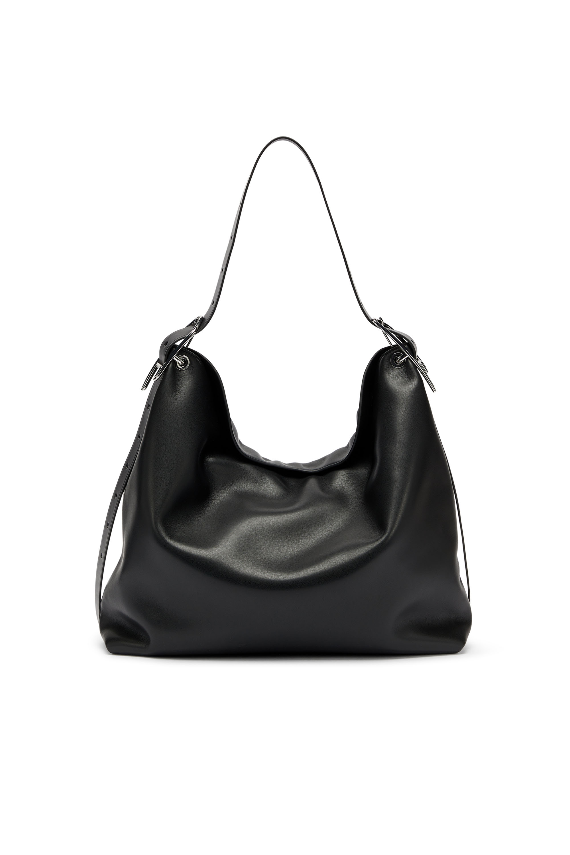 Diesel - D-LINE HOBO, D-Line-Borsa hobo in pelle Donna in Nero - 2