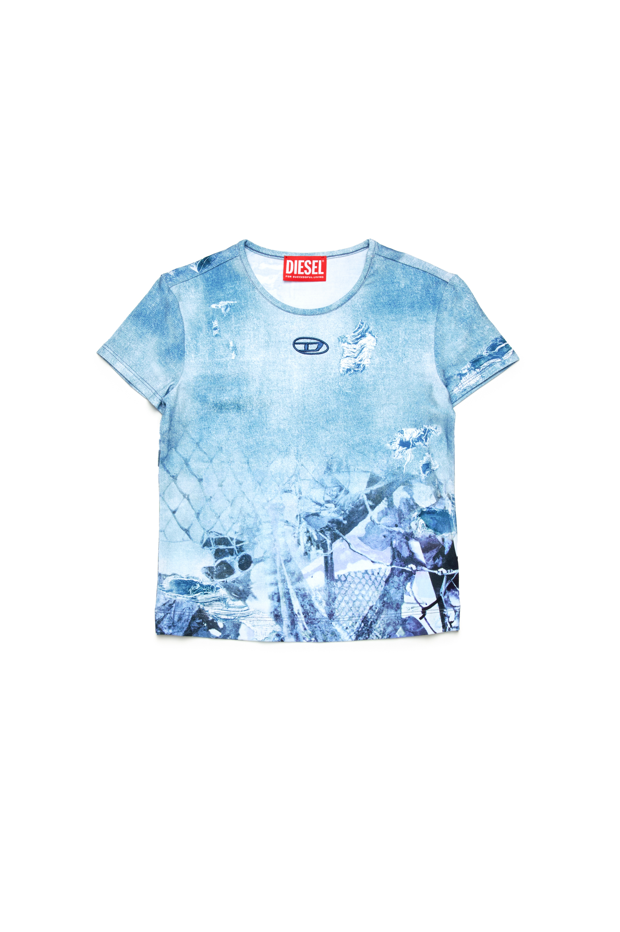 Diesel - TUNCSKI, T-shirt con stampa Camouflower Donna in Blu - 1