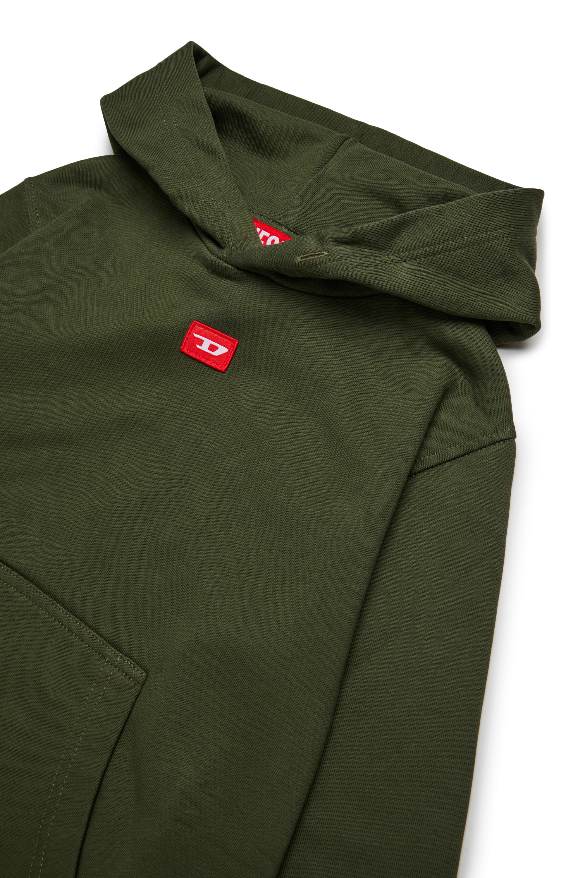 Diesel - SXGINHOOD OVER, Hoodie in cotone con patch Unisex in Verde - 3