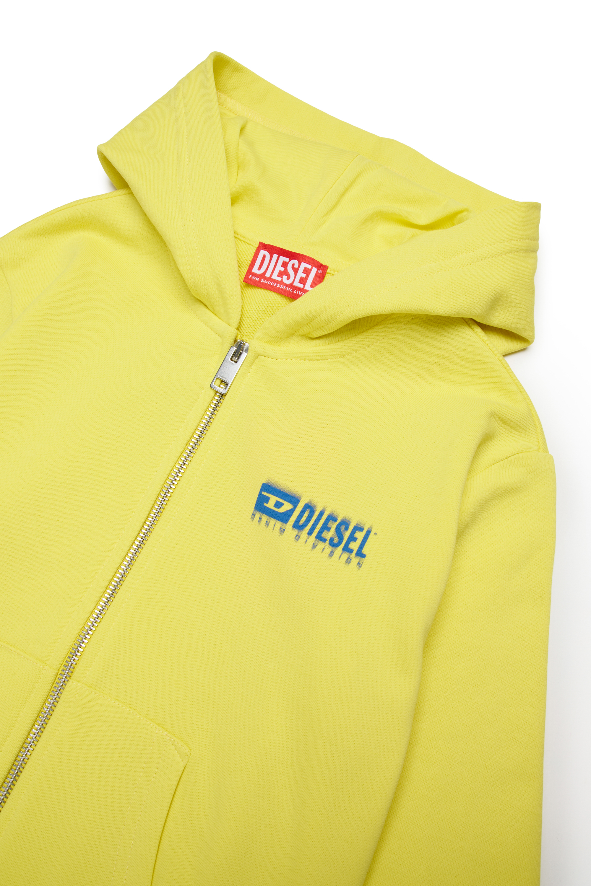 Diesel - SVOUGZIP OVER, Felpa con cappuccio, zip e logo sbavato Uomo in Giallo - 3