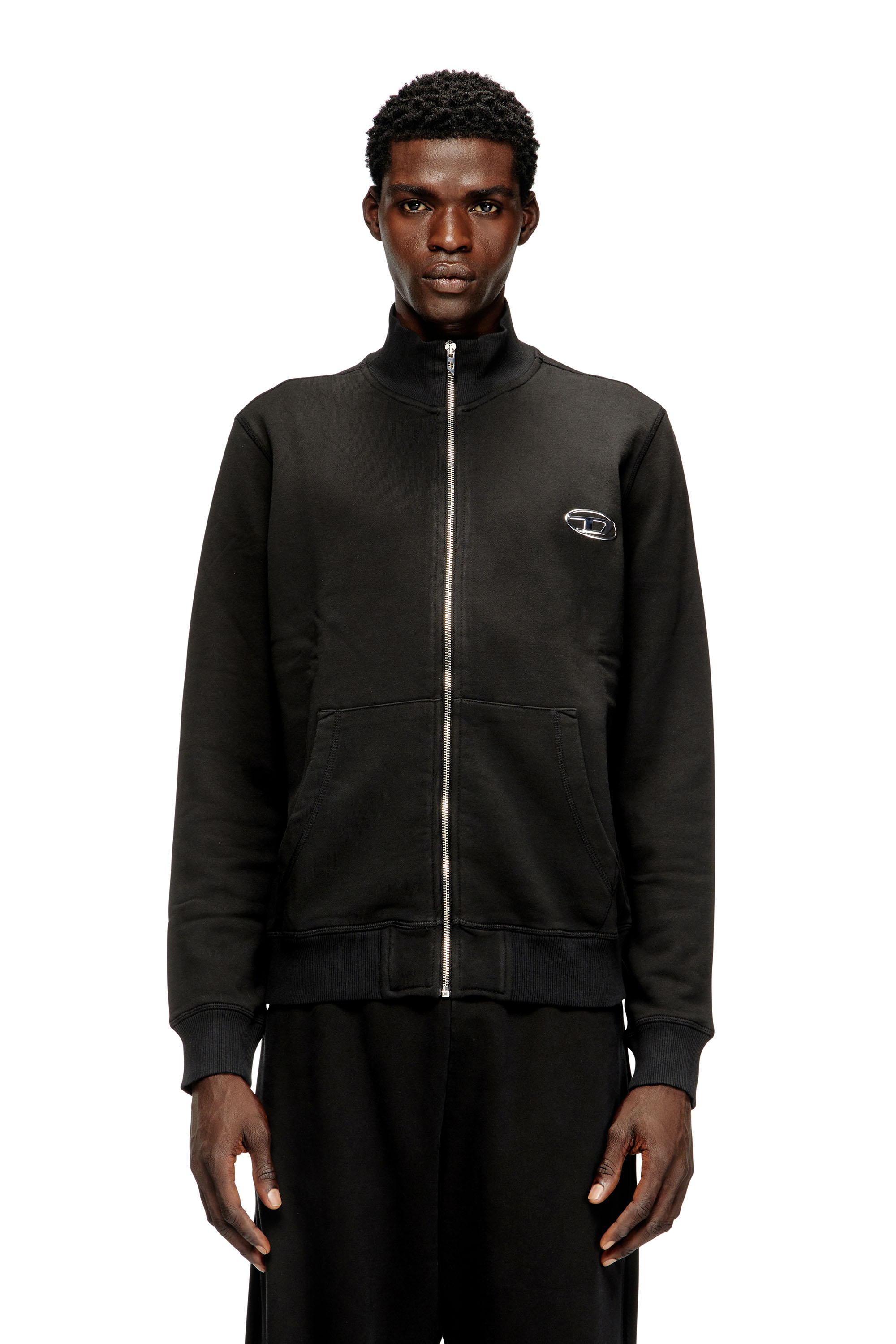 Diesel - S-GINN-ZIP-IOD, Felpa con collo alto e Oval D metallico Uomo in Nero - 3