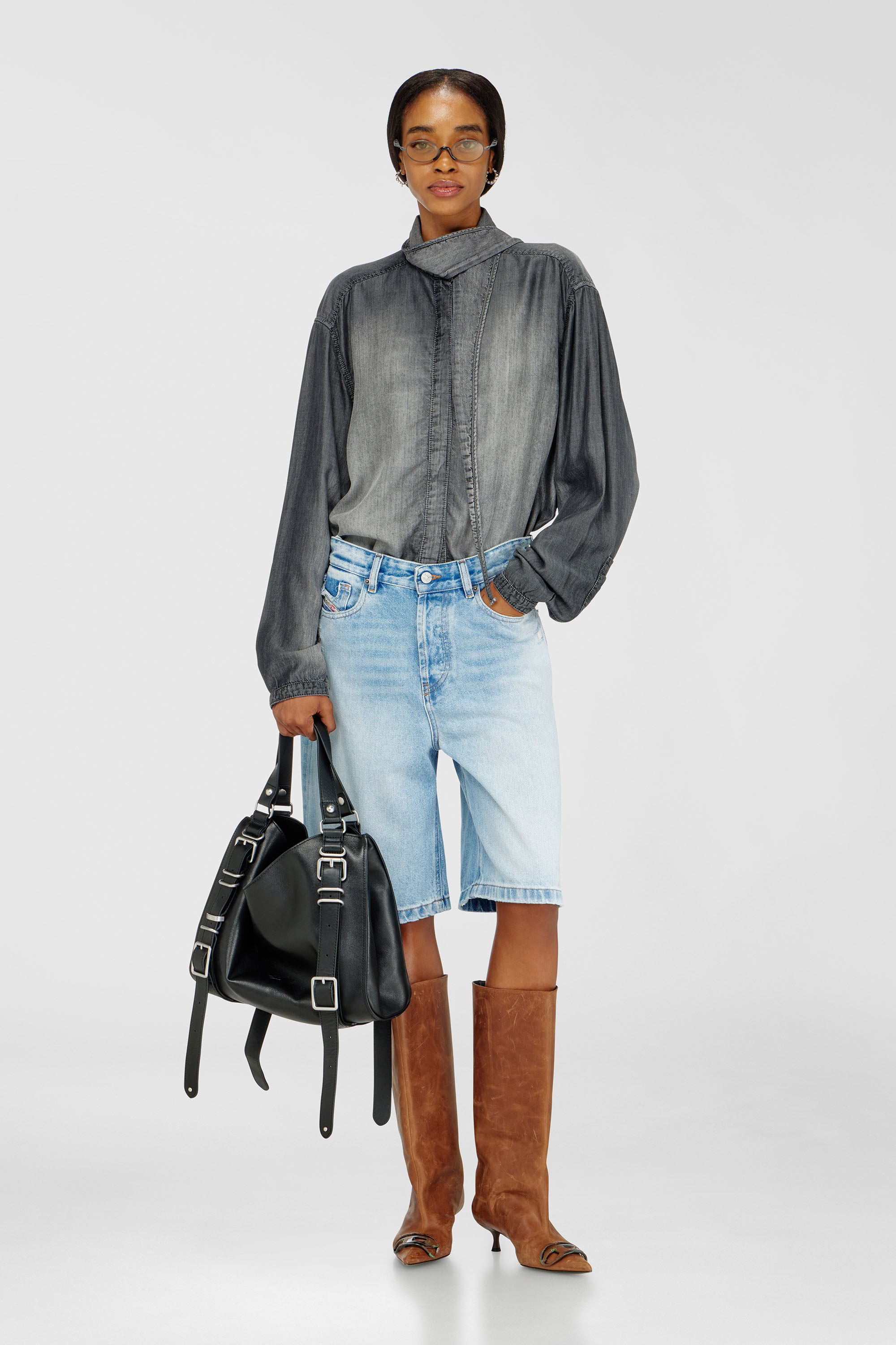 Diesel - DE-SIRE-SHORT, Shorts in denim distressed Donna in Blu - 1
