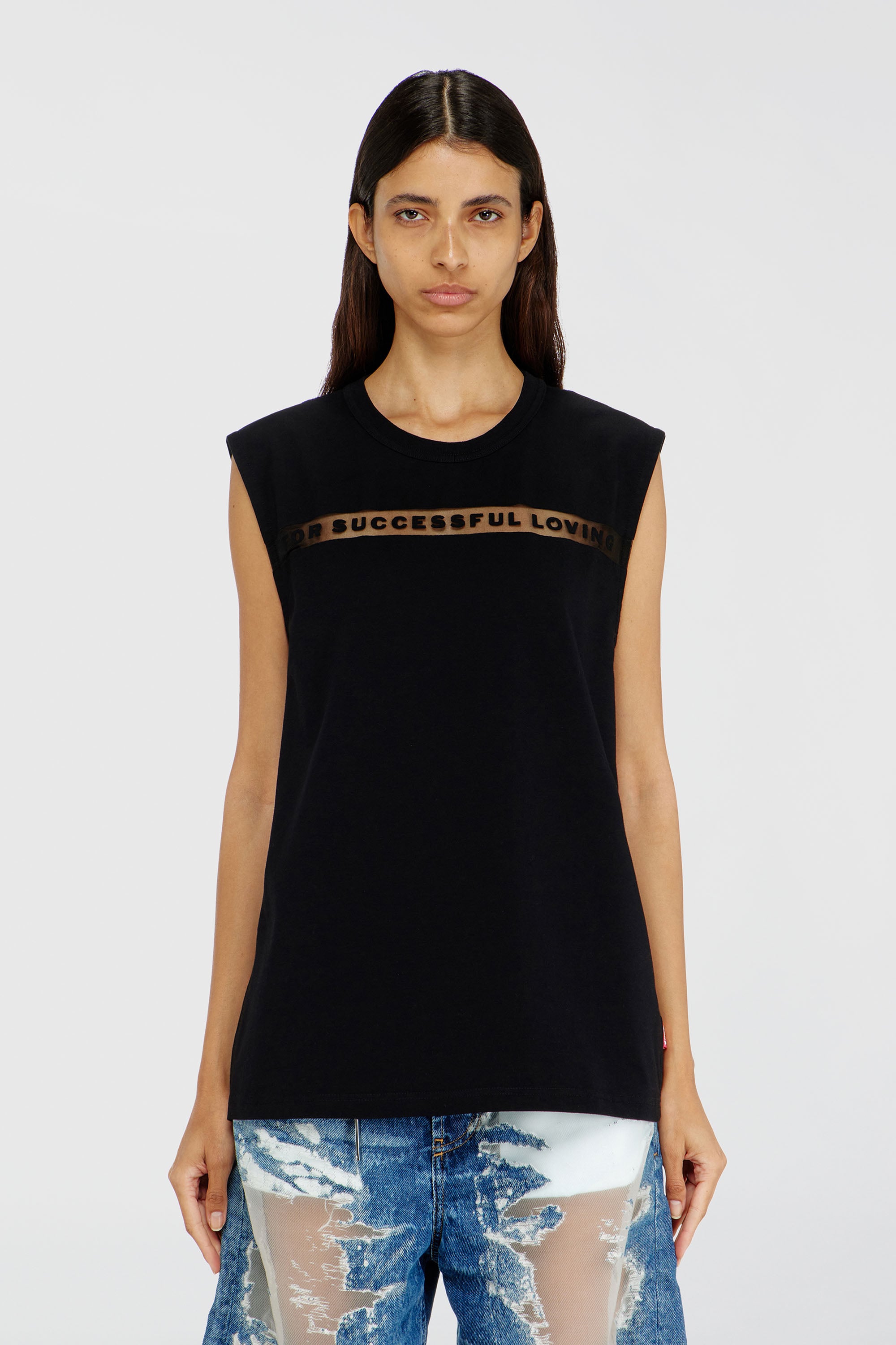 Diesel - PR-T-NORM-BISC-MATI-R, Unisex's Tank top with For Successful Loving logo in Black - 1