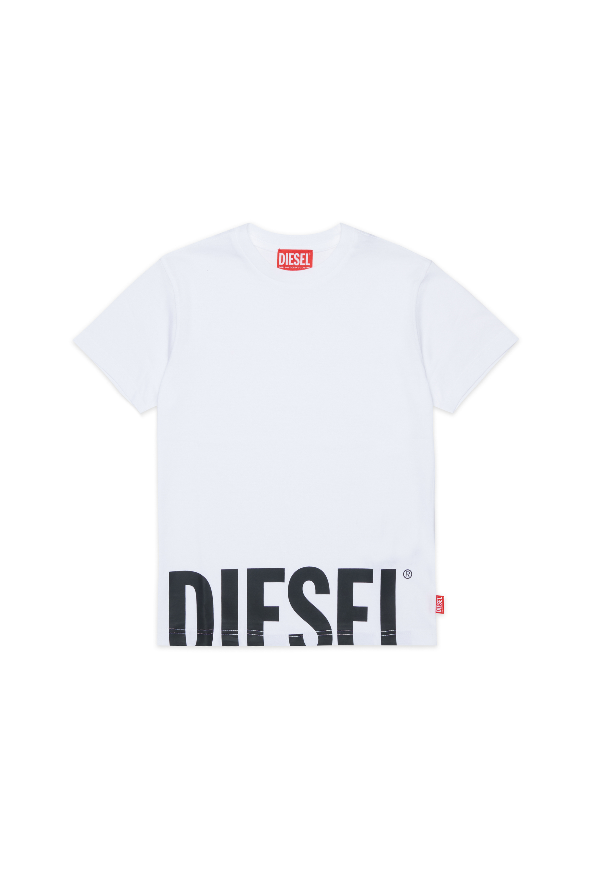 Diesel - TPRES, T-shirt con logo cut-off Uomo in Bianco - 1