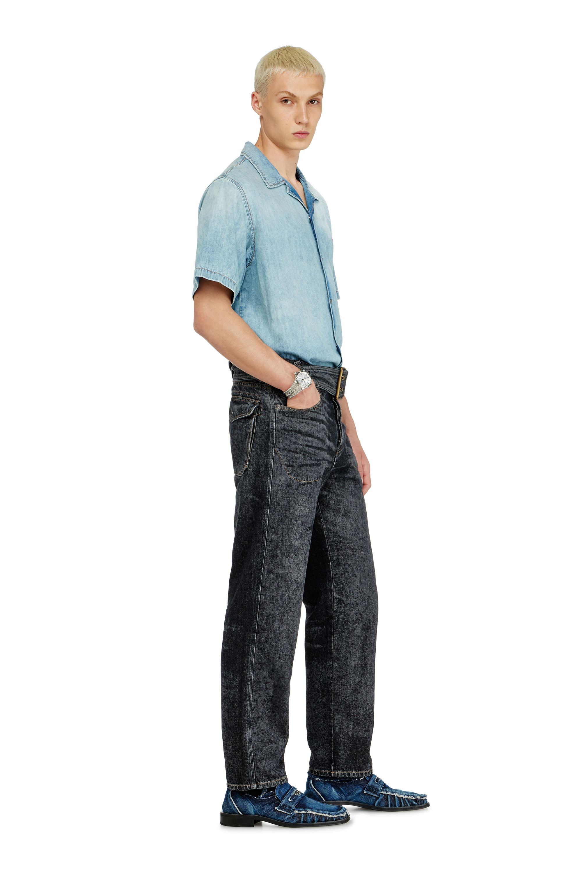 Diesel - Relaxed Jeans D-Marcus 09Q24 Uomo, Nero/Grigio scuro - Image 2