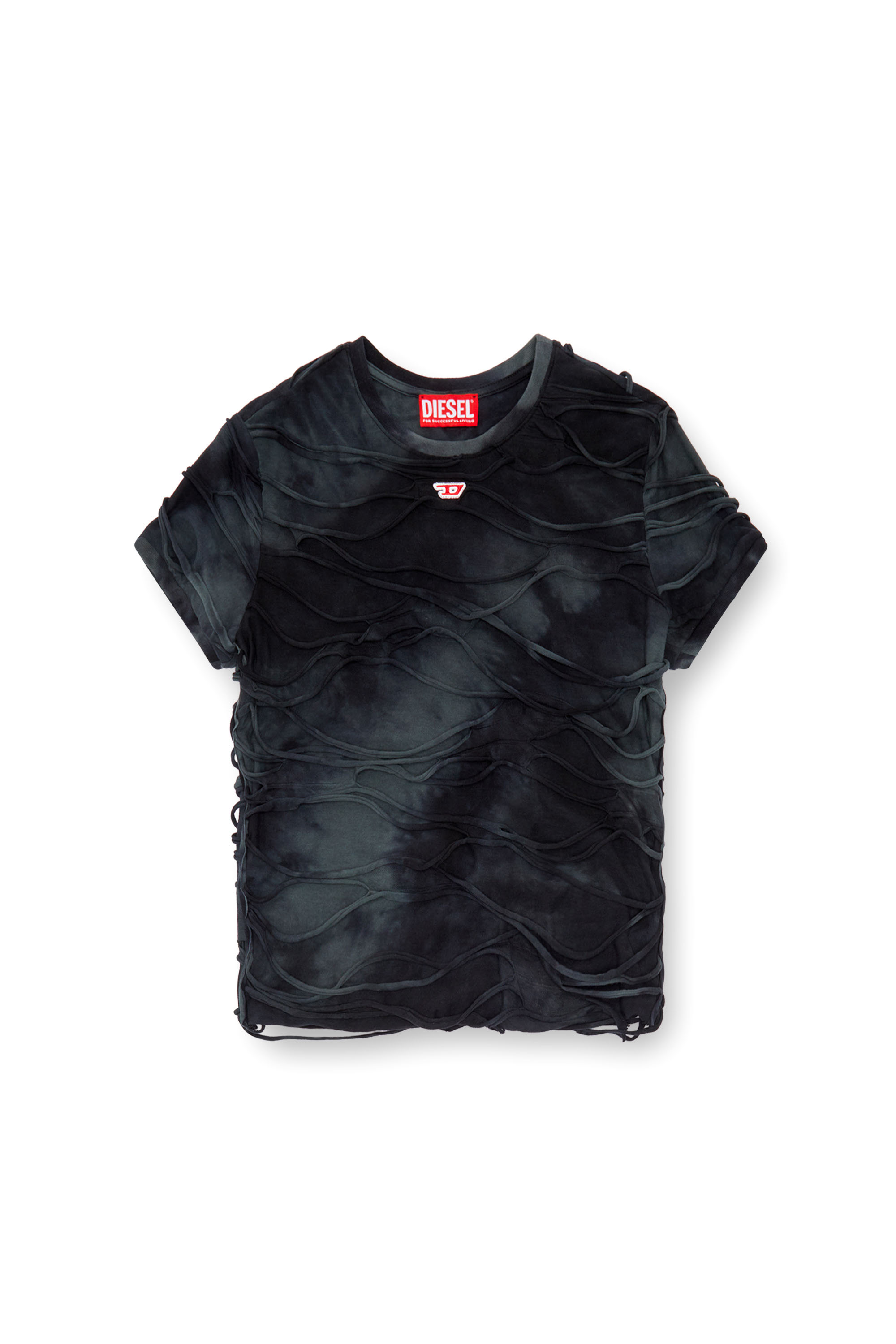 Diesel - T-UNCUTIE-LONG-P1, Donna T-shirt con fili fluttuanti in Nero - Image 5