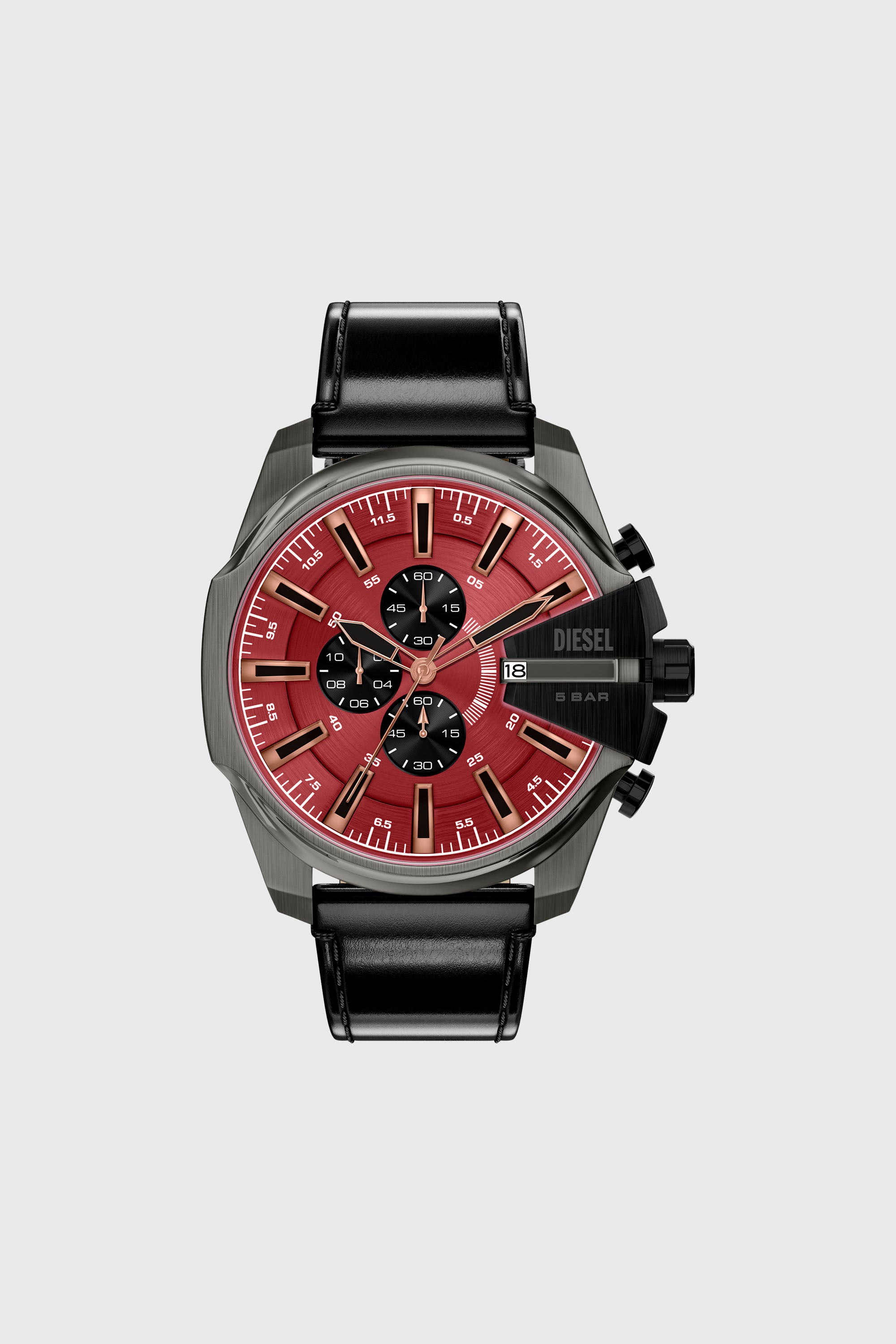 Diesel - DZ4714 WATCH, Orologio Mega Chief  Slim in pelle nera Uomo in Nero - 1