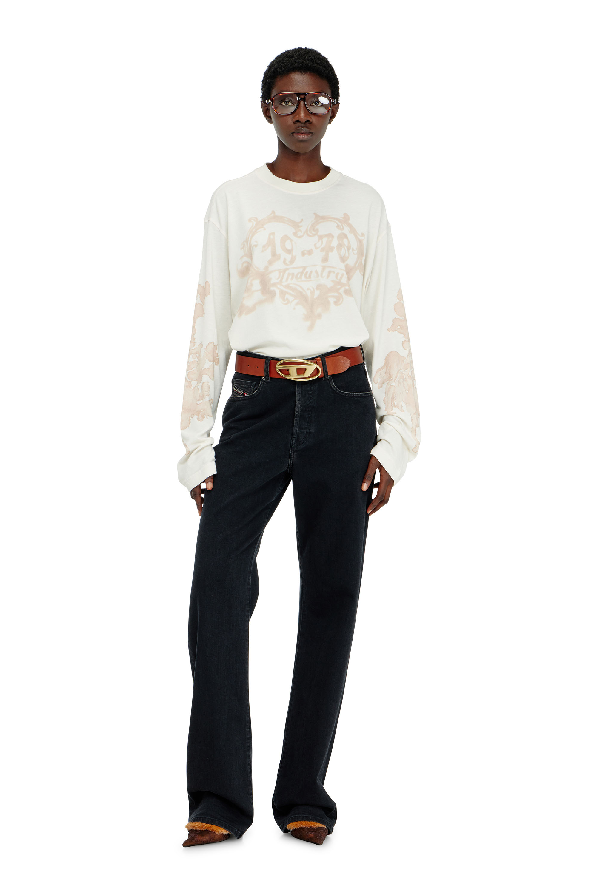 Diesel - T-HILARY-LS-AA1, T-shirt a manica lunga in cotone con stampa grafica Donna in Multicolor - 2