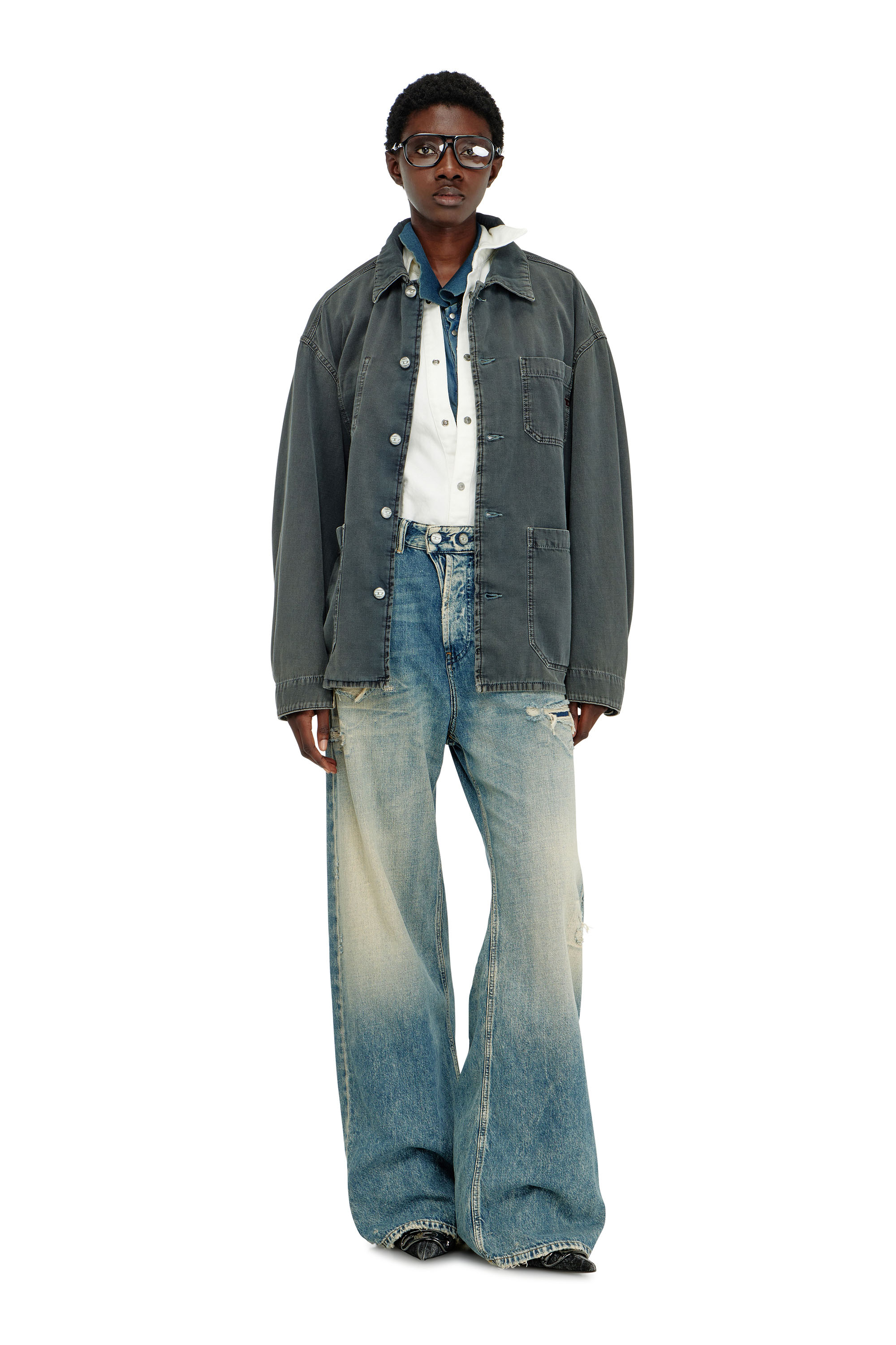 Diesel - D-STACK-U, Giacca utility in denim colorato Unisex in Grigio - 2
