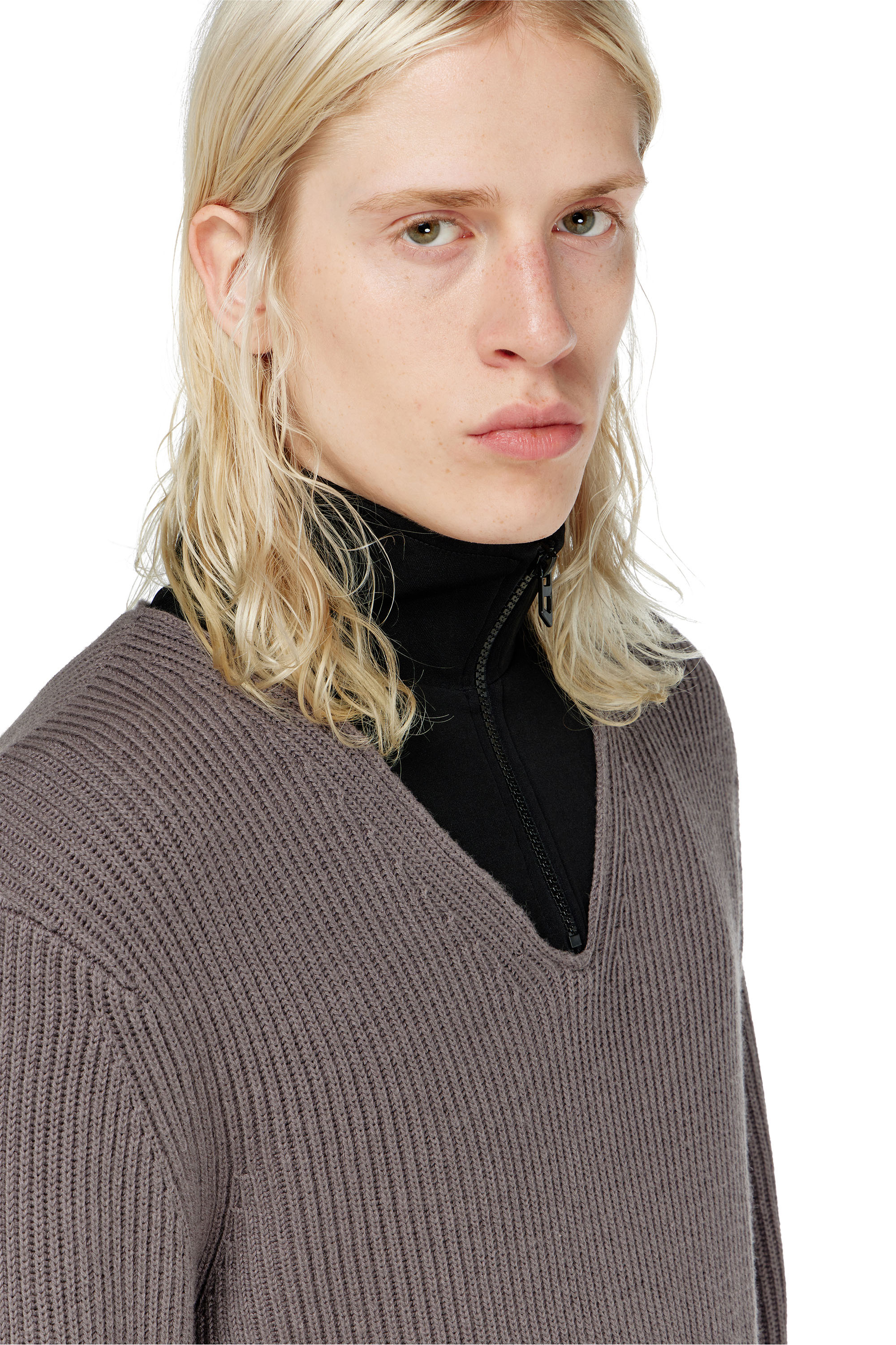 Diesel - K-MAMU, Pullover mezza zip con collo a strati Uomo in Multicolor - 5