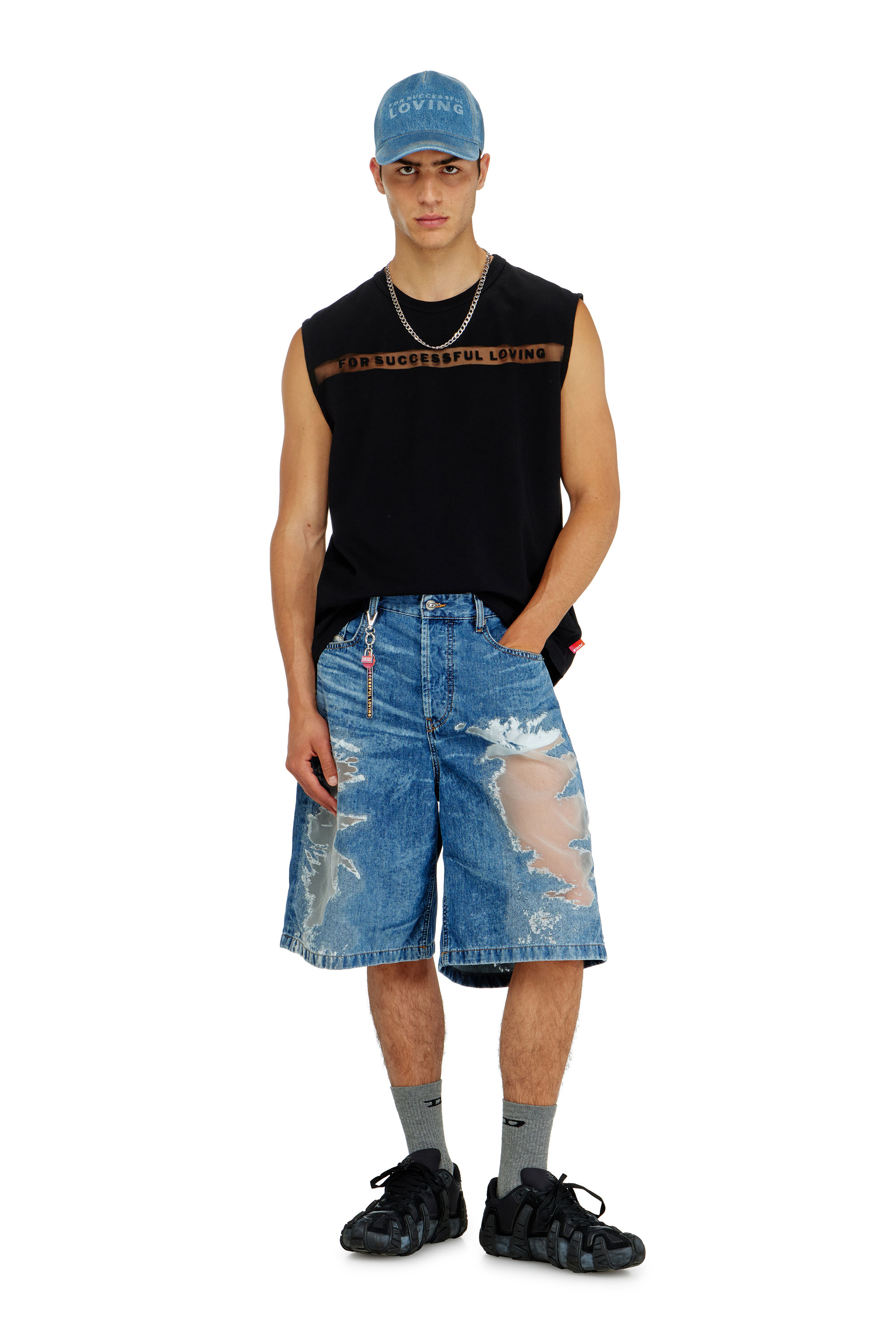 Diesel - PR-T-NORM-BISC-MATI-R, Canotta con logo For Successful Loving Unisex in Nero - 1